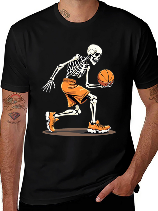Basketball Skeleton Graphic Tee - Black