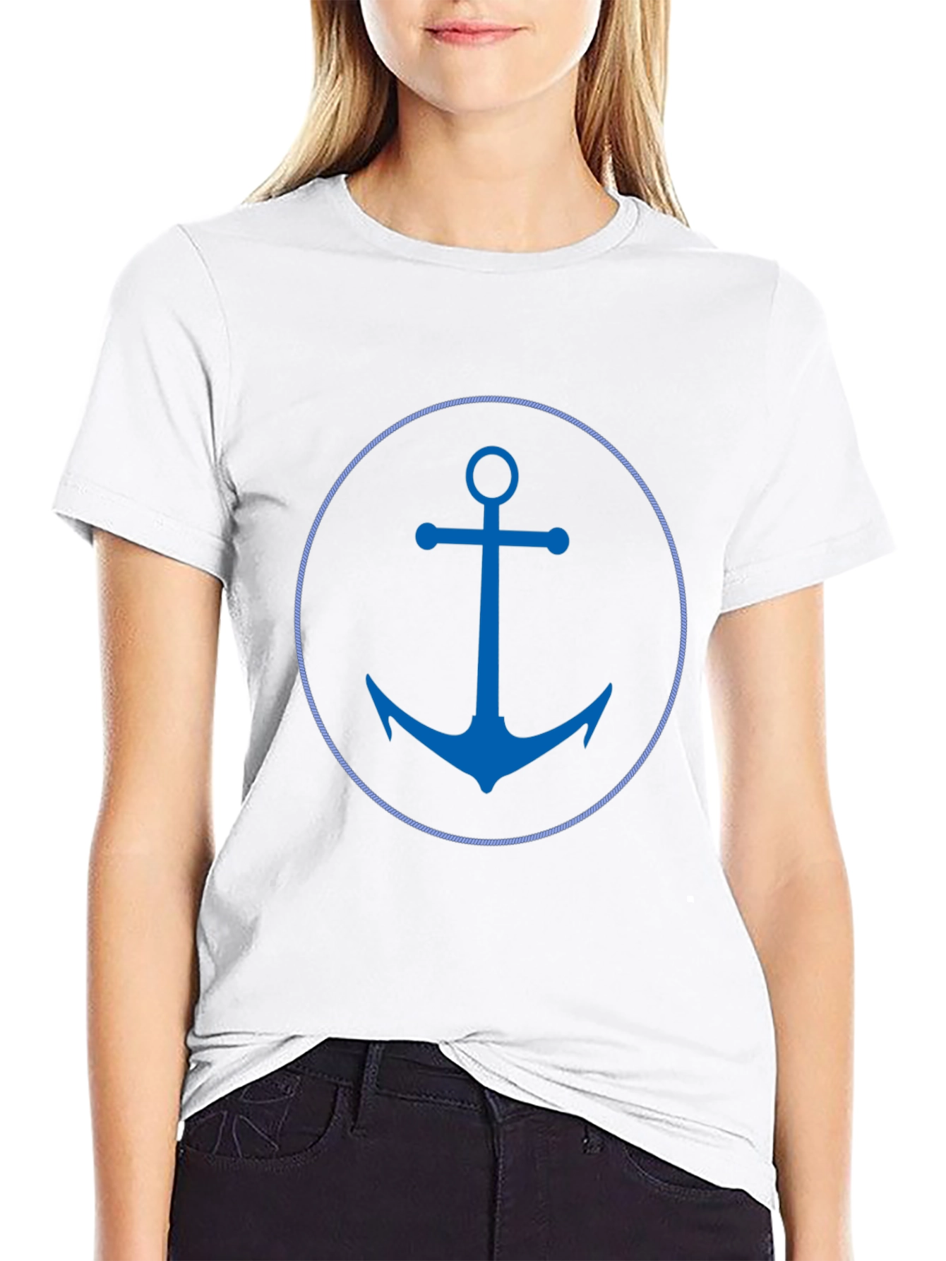 Nautical Anchor Graphic Tee - Black