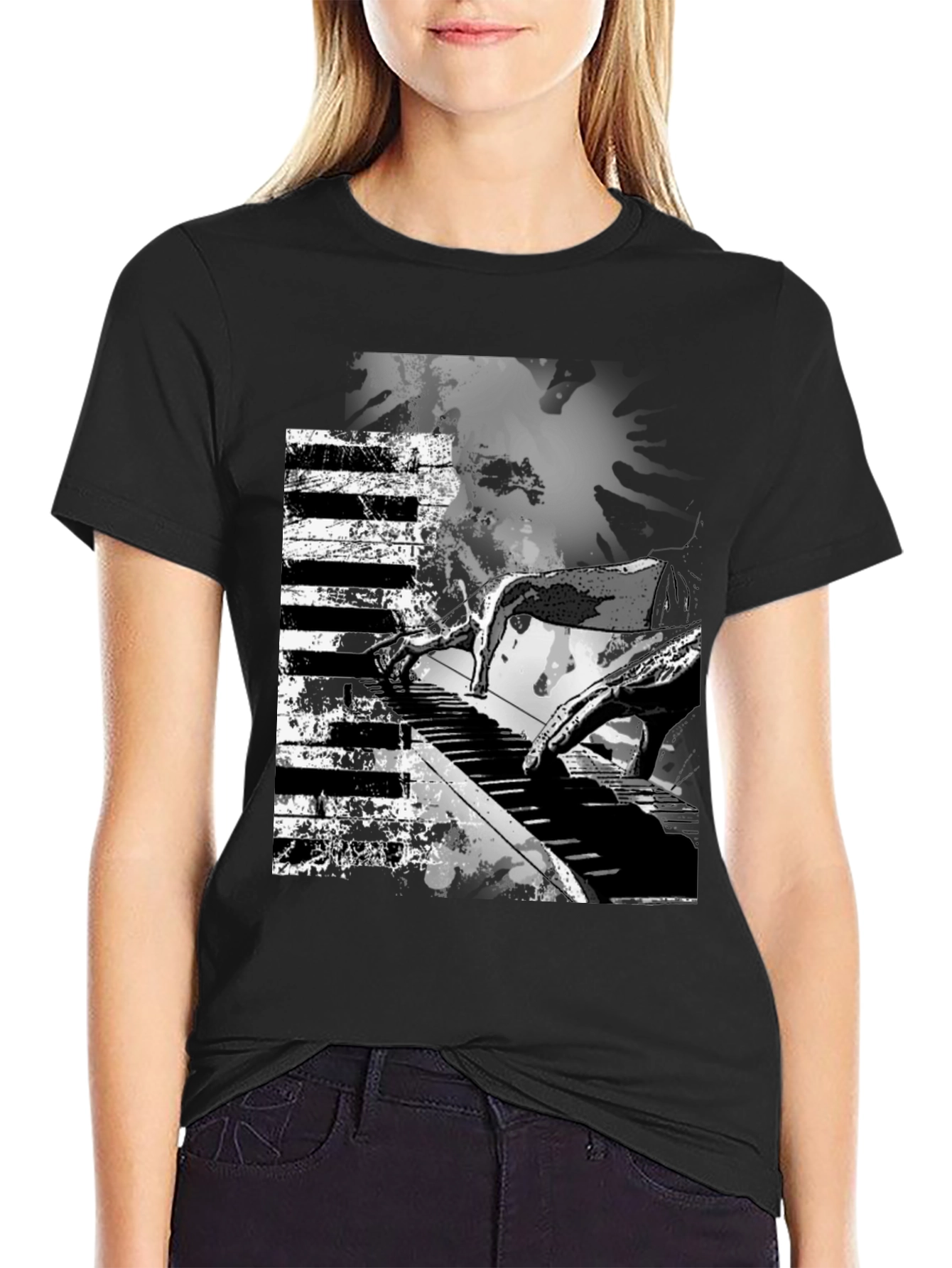 Abstract Piano Keys Graphic Print Tee