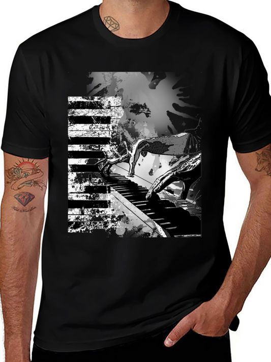 Abstract Piano Keys Graphic Print Tee