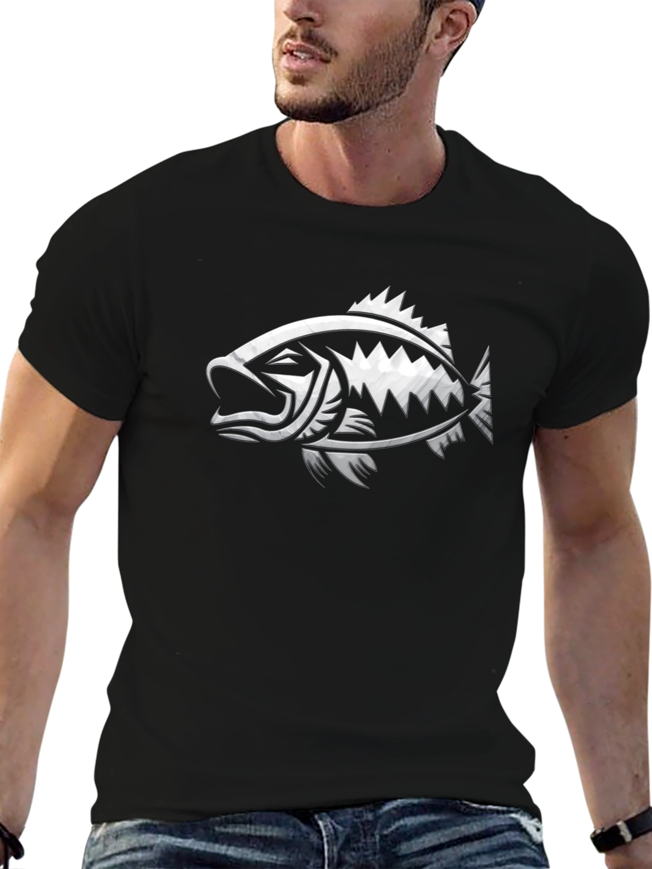 Bass Fish Graphic T-Shirt - Stylish Angler Tee