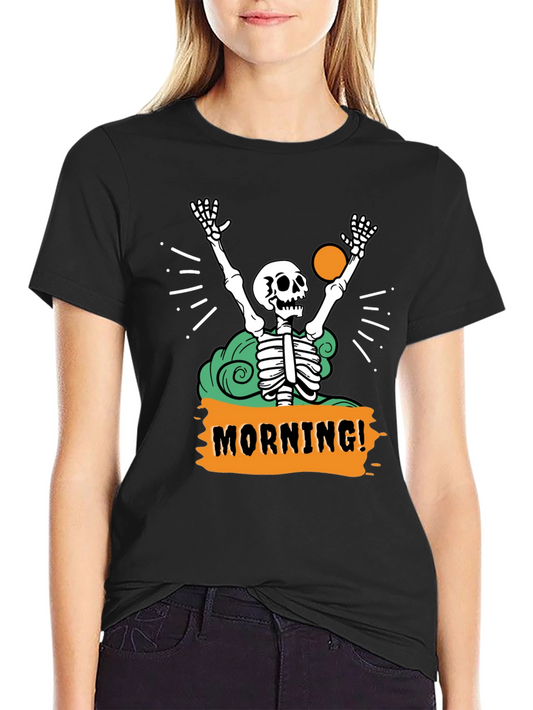 Skeleton Morning! Graphic Tee - Black