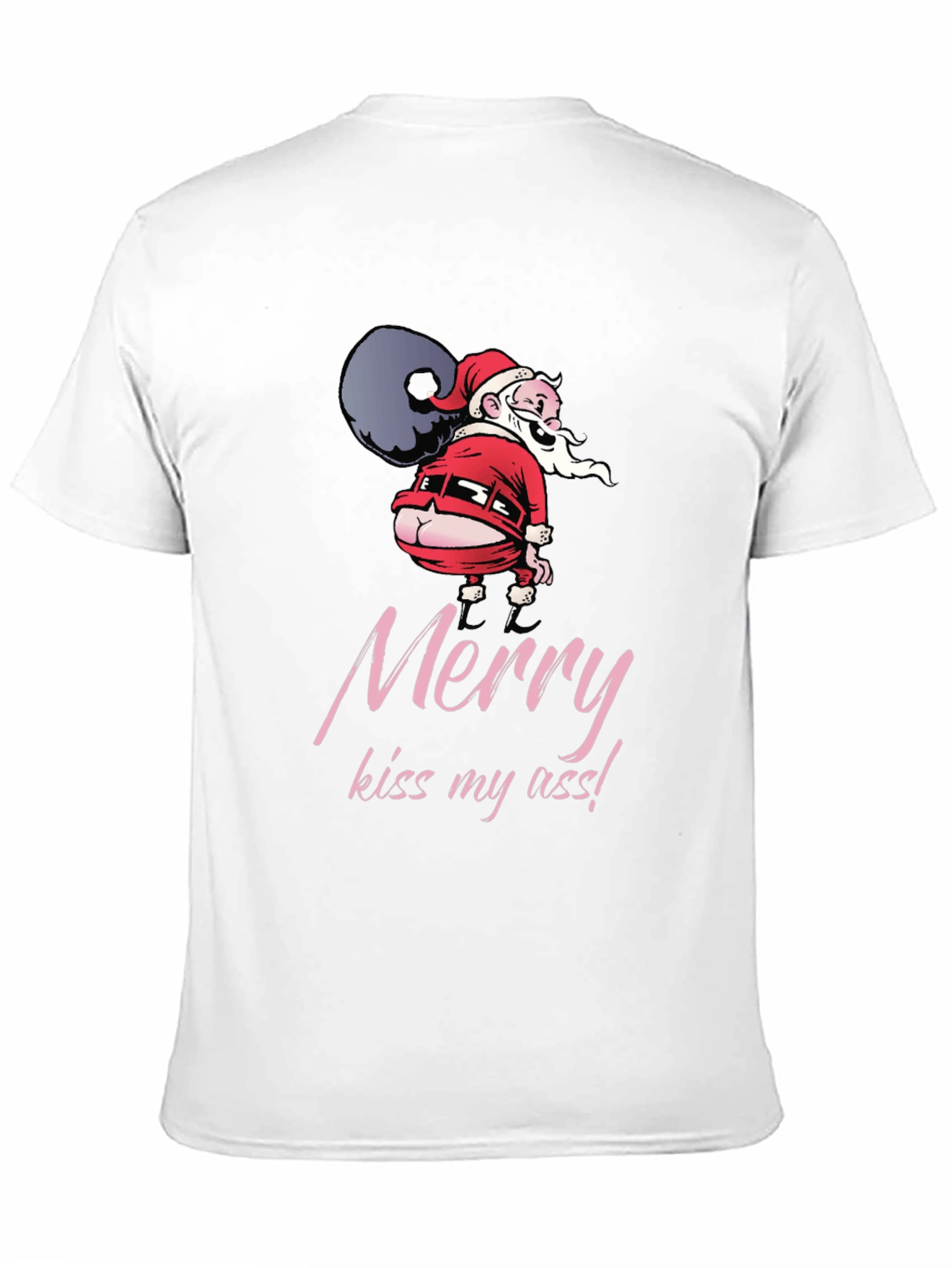 Funny Santa Merry Kiss My Ass Black T-Shirt