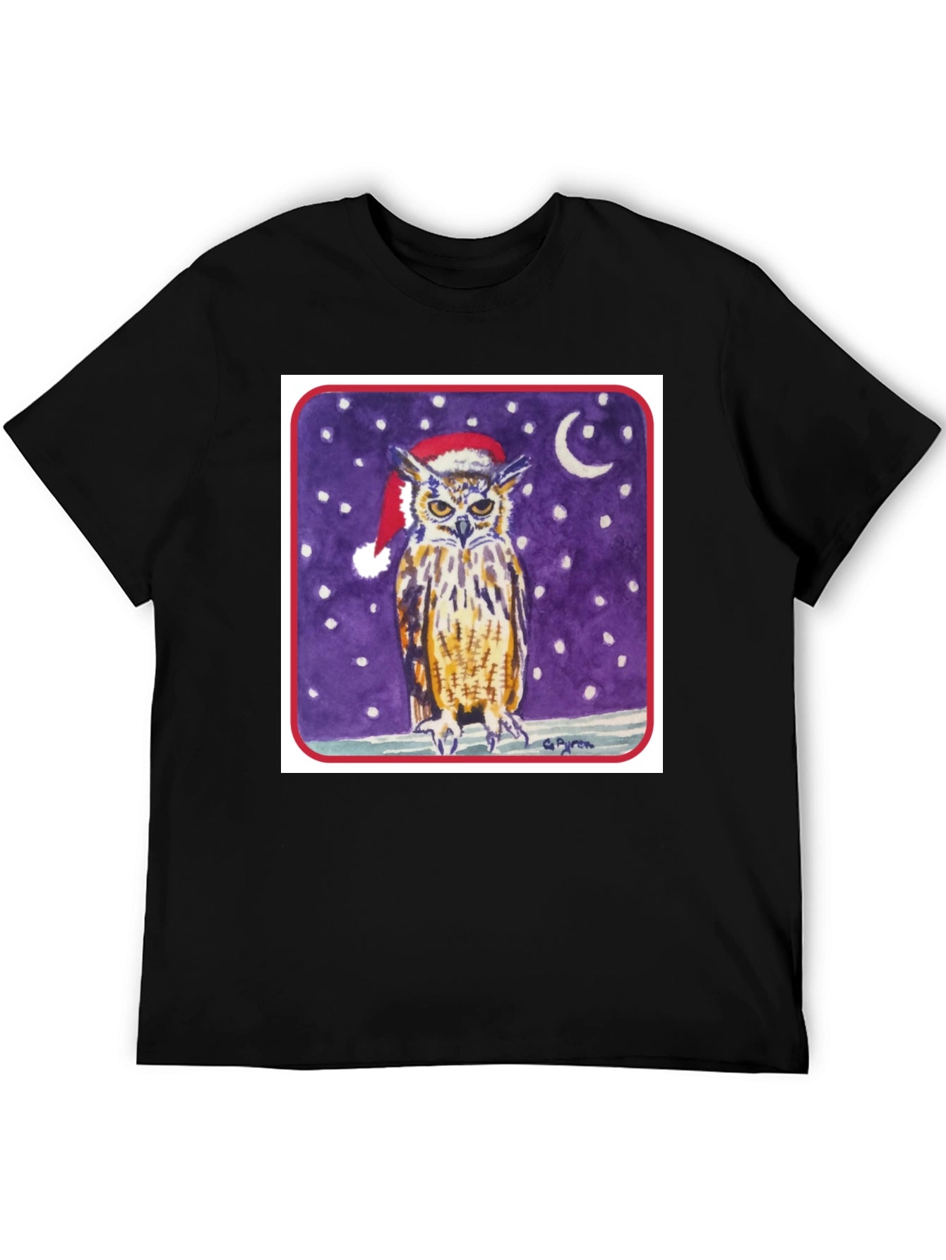 Owl in Santa Hat Graphic Tee