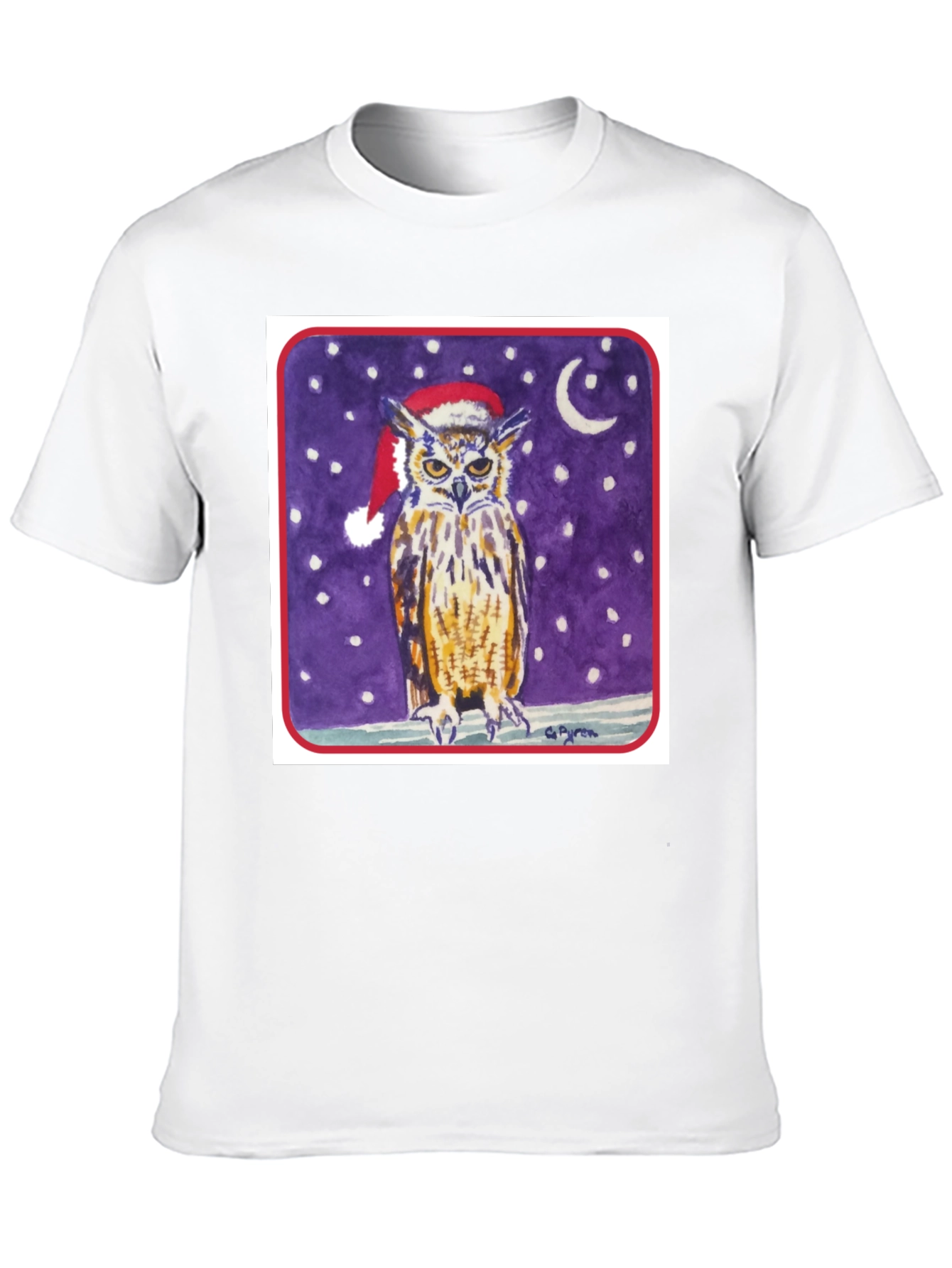 Owl in Santa Hat Graphic Tee