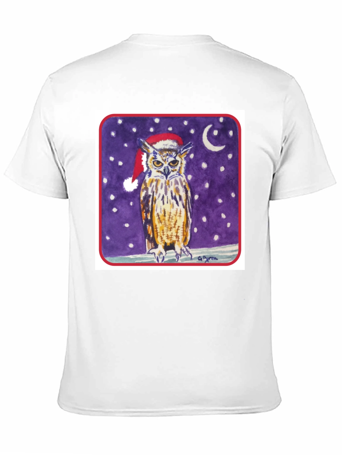 Owl in Santa Hat Graphic Tee