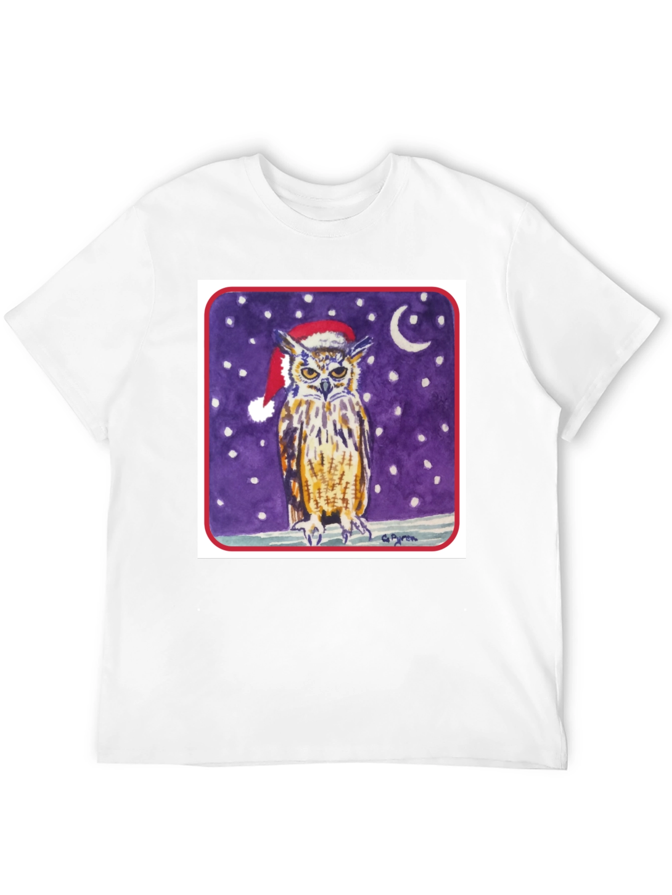 Owl in Santa Hat Graphic Tee