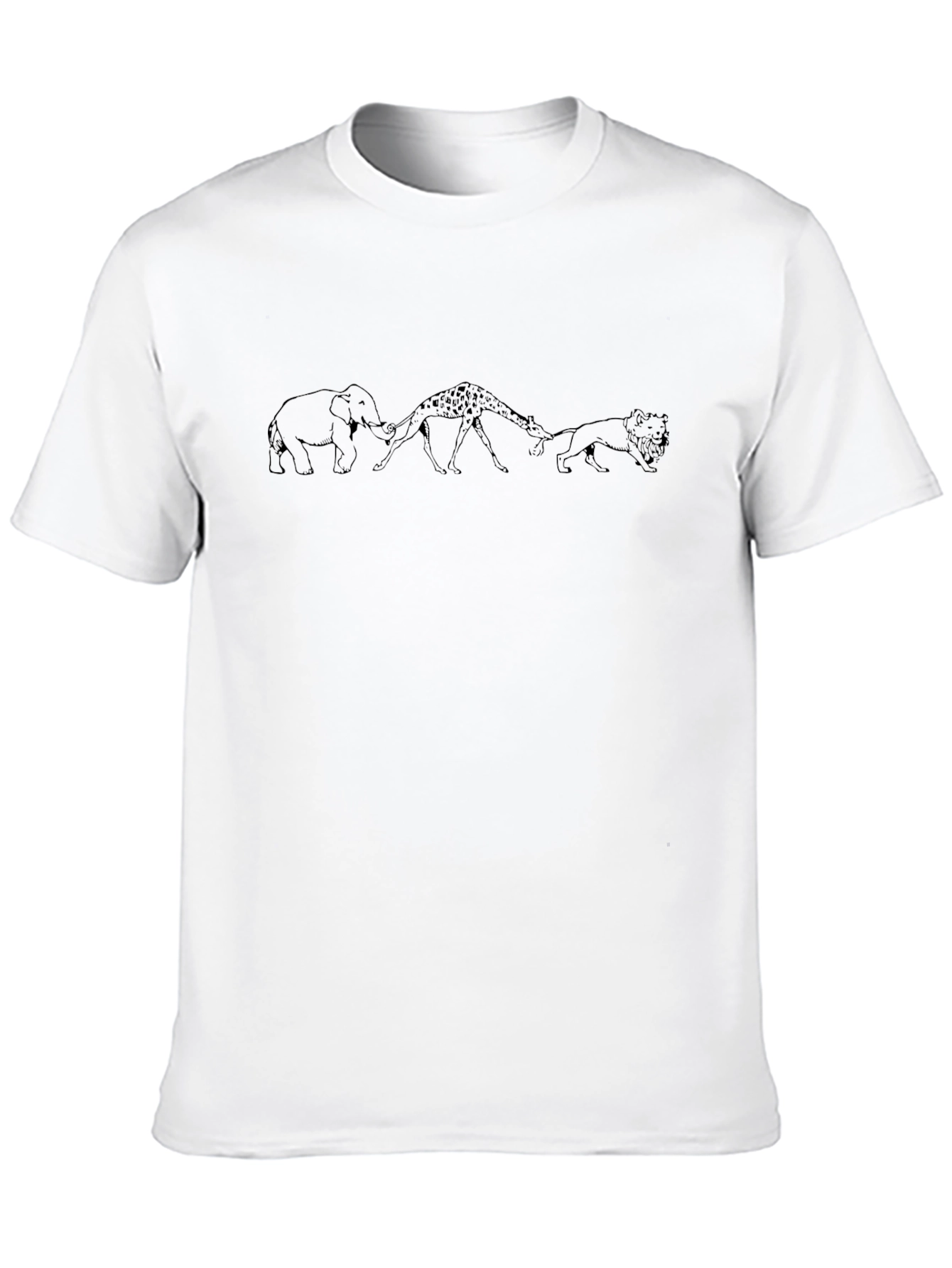 Elephant Giraffe Lion Black Graphic Tee