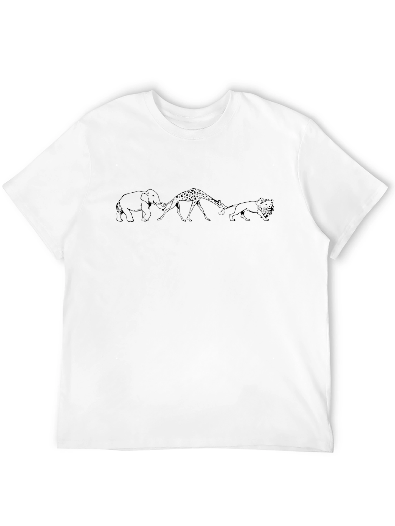 Elephant Giraffe Lion Black Graphic Tee