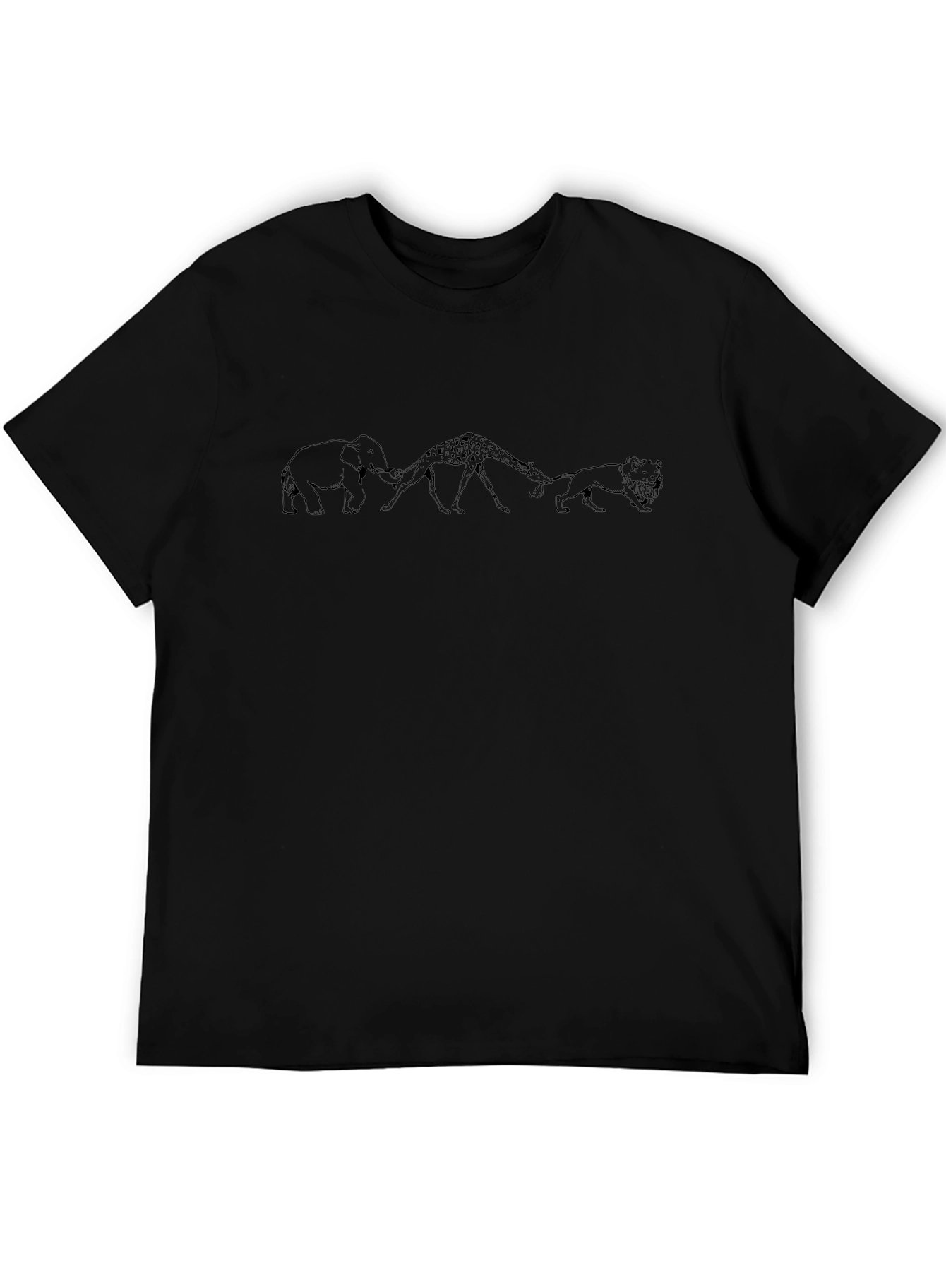 Elephant Giraffe Lion Black Graphic Tee