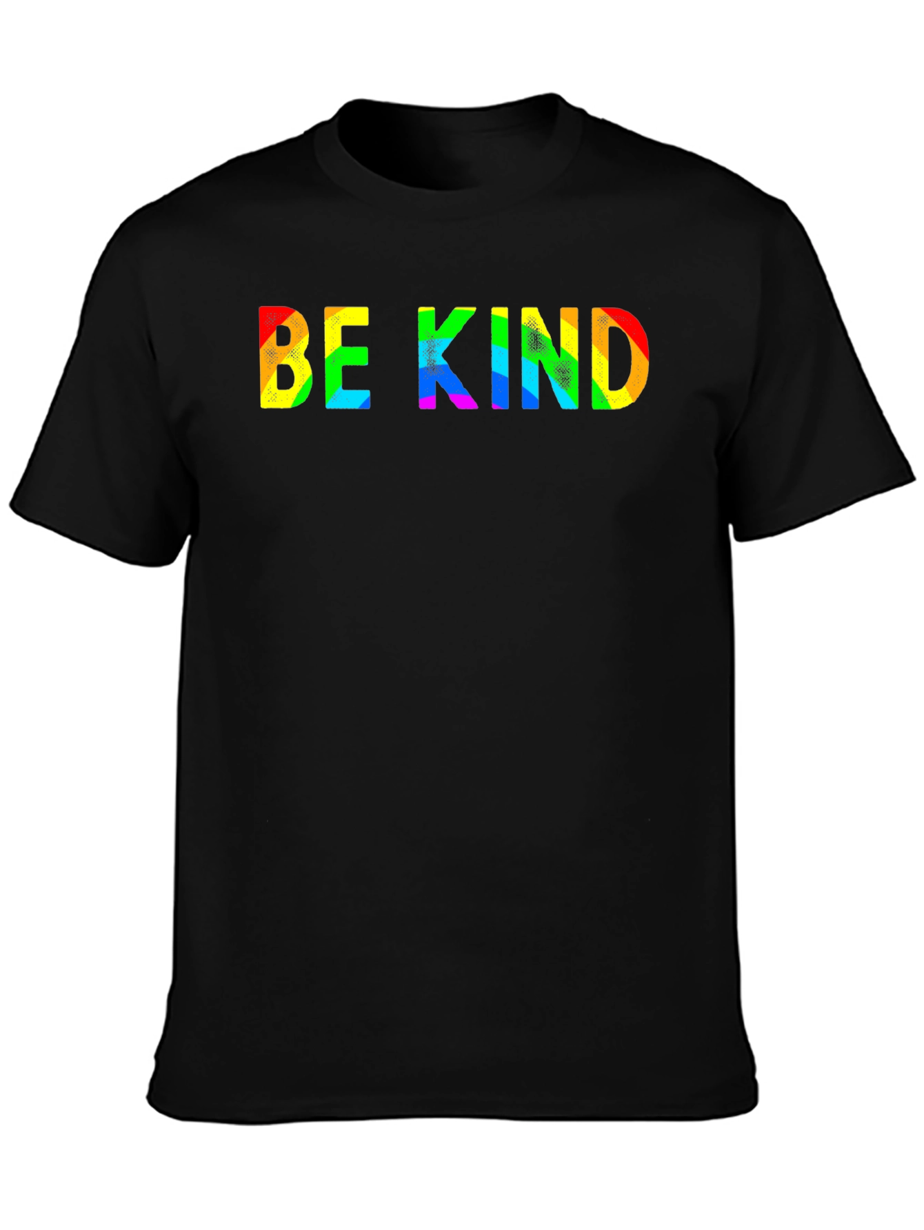 Be Kind Rainbow Text Black T-Shirt