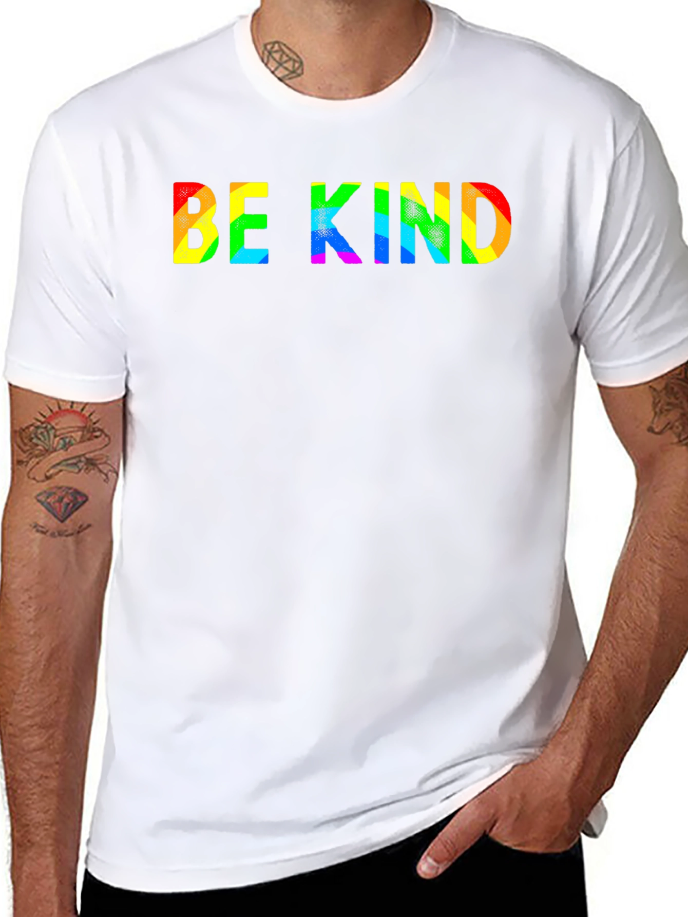 Be Kind Rainbow Text Black T-Shirt