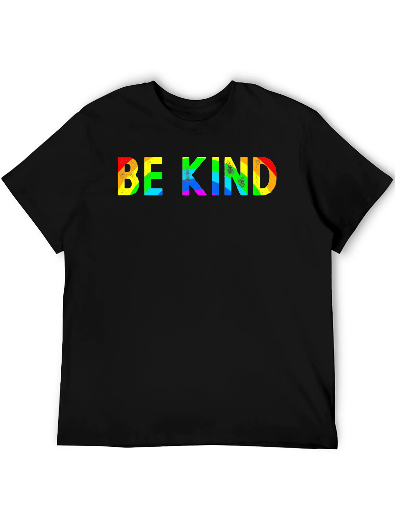 Be Kind Rainbow Text Black T-Shirt