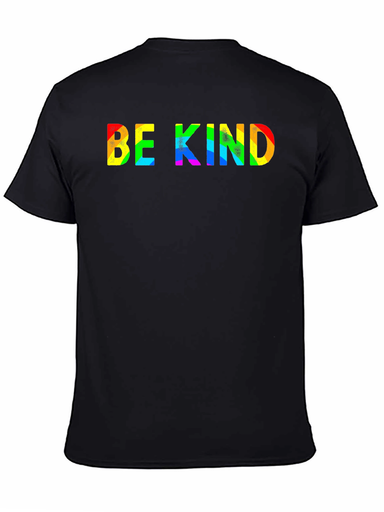 Be Kind Rainbow Text Black T-Shirt