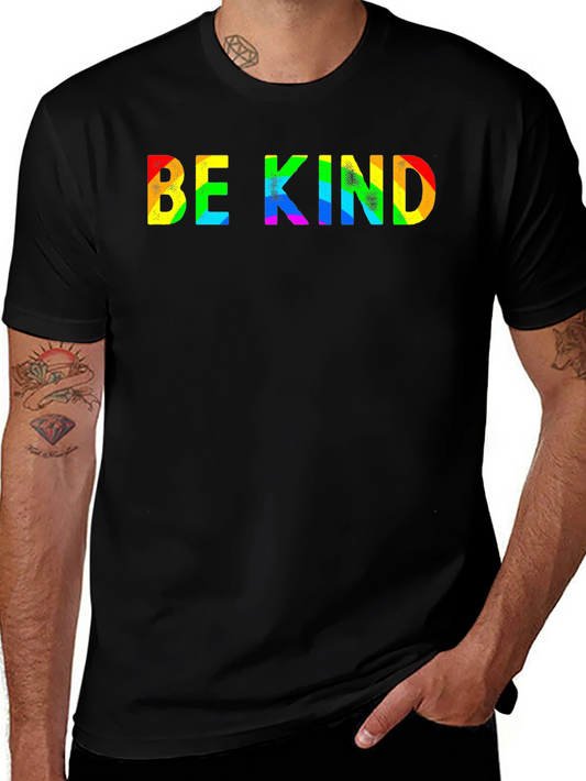 Be Kind Rainbow Text Black T-Shirt