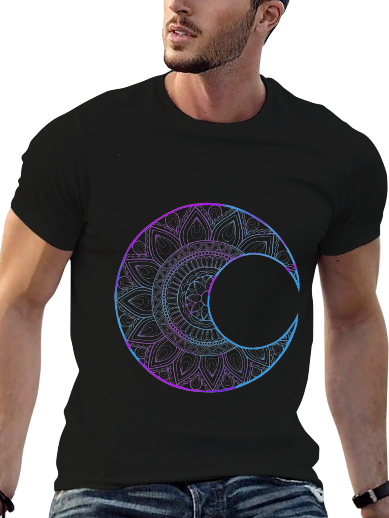 Mystic Mandala Moon Graphic T-Shirt