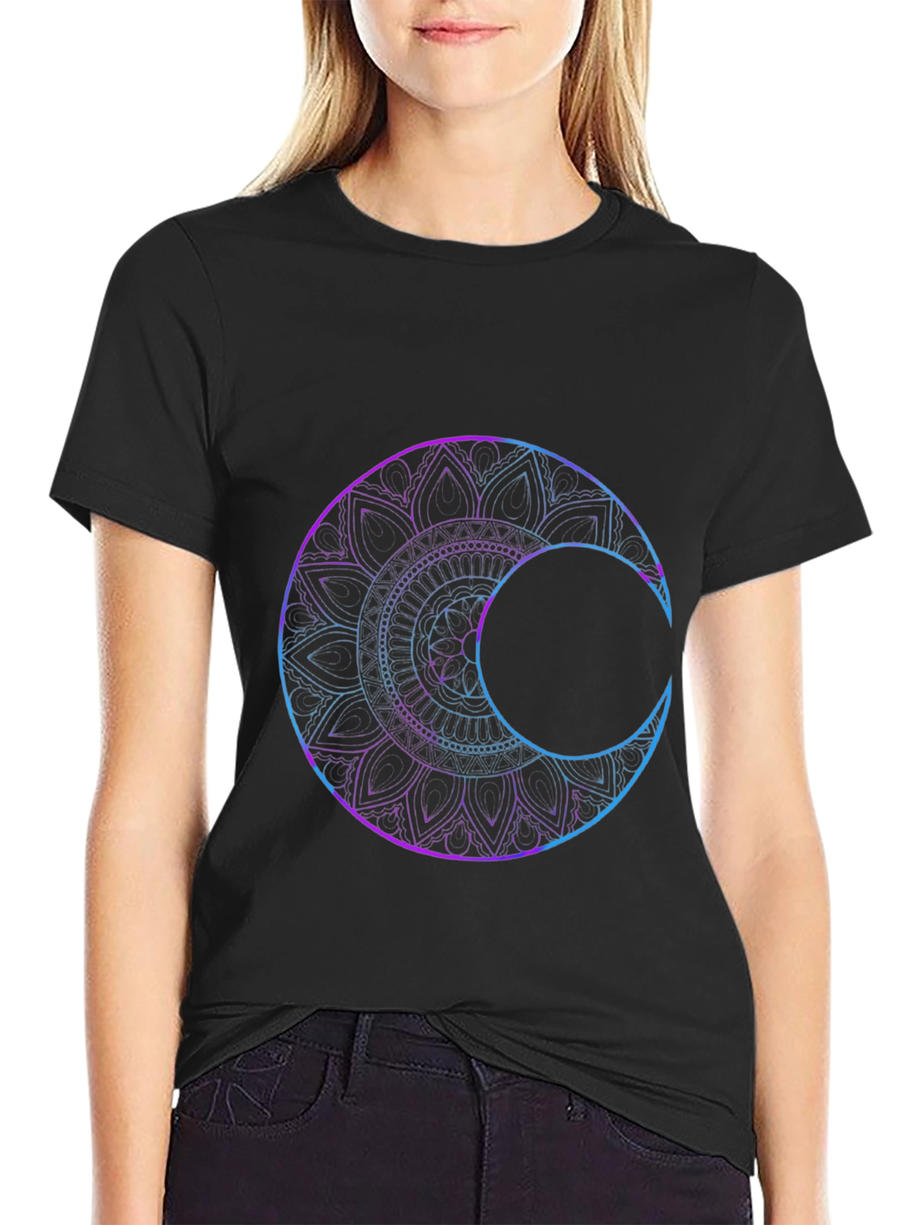 Mystic Mandala Moon Graphic T-Shirt