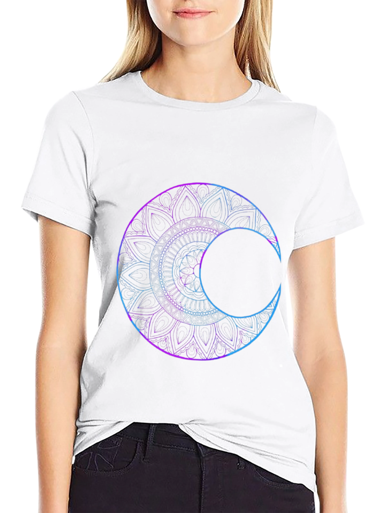 Mystic Mandala Moon Graphic T-Shirt