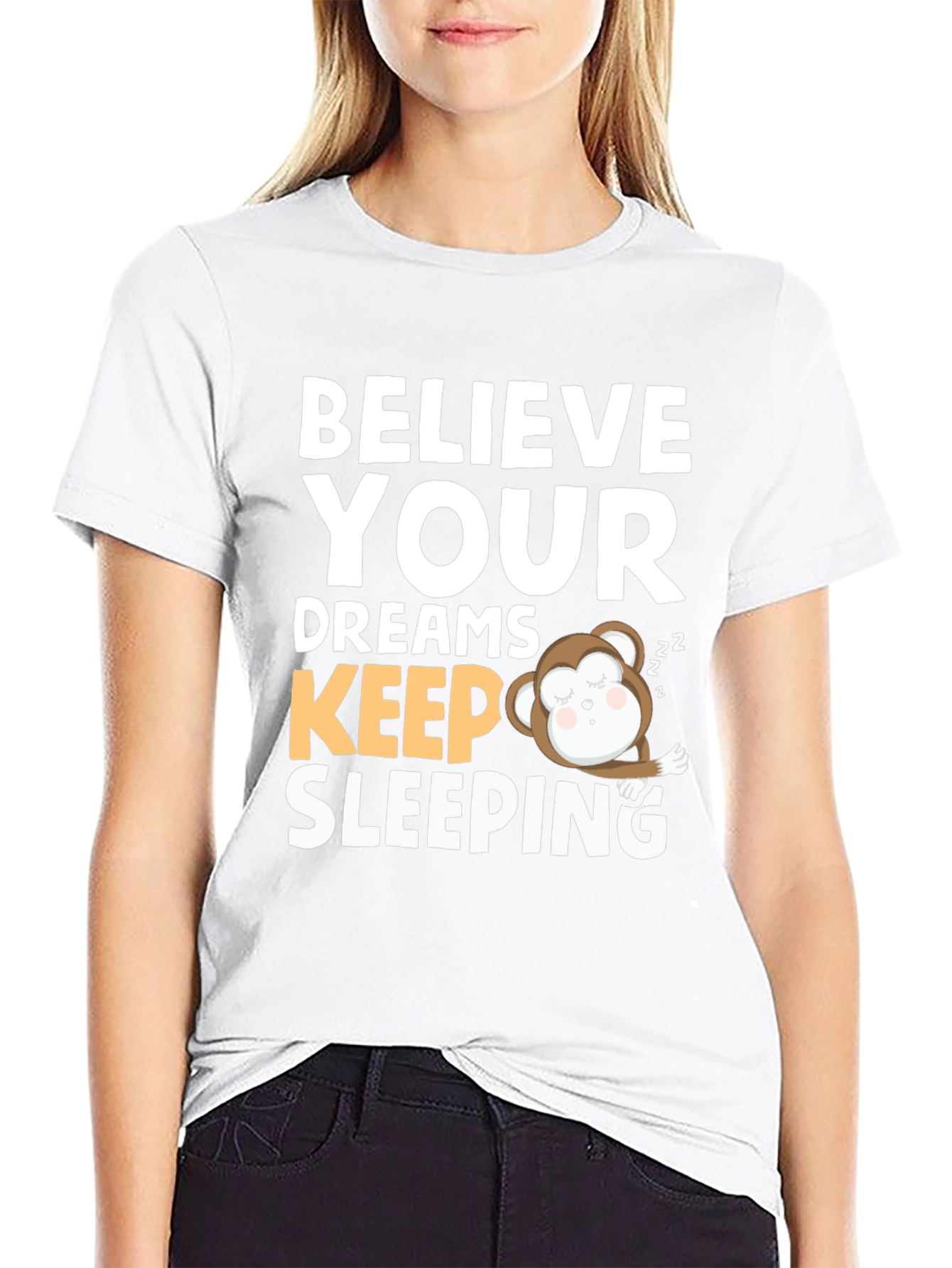 Believe Your Dreams Sleeping Monkey Graphic Tee