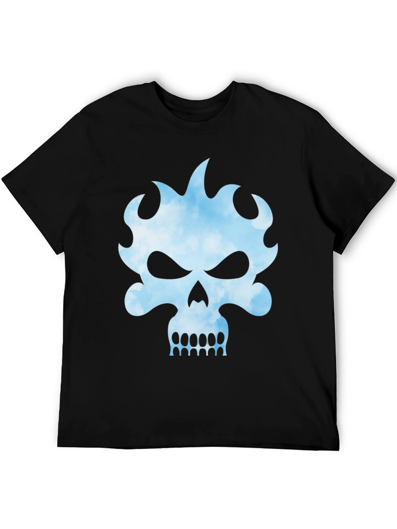 Skull Flame Graphic Black Tee - Edgy Style