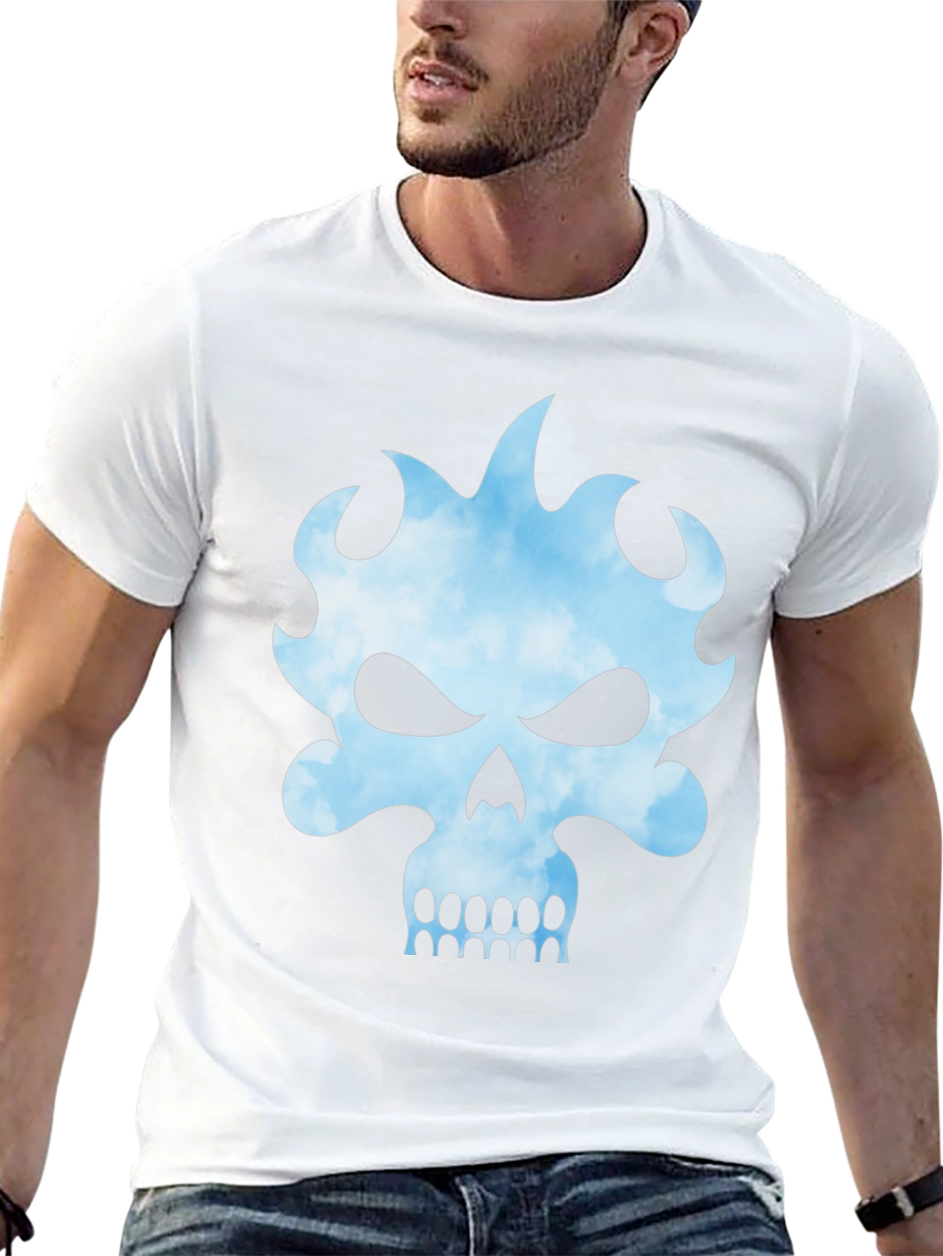 Skull Flame Graphic Black Tee - Edgy Style