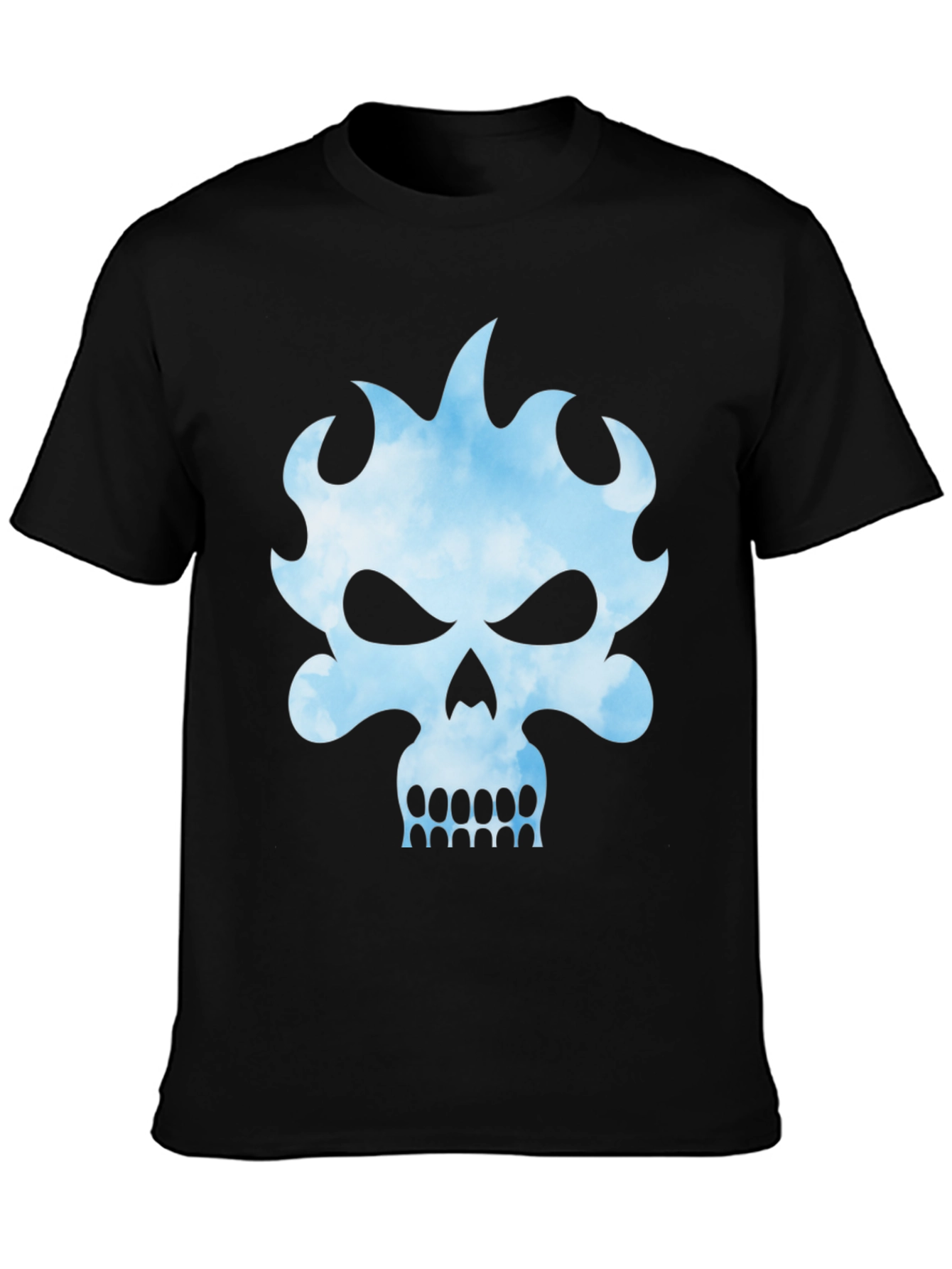 Skull Flame Graphic Black Tee - Edgy Style
