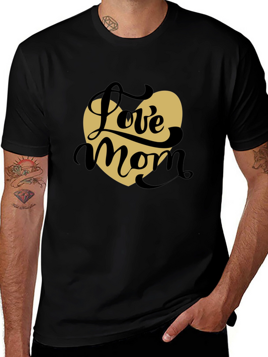 Love Mom T-Shirt - Black with Heart Graphic