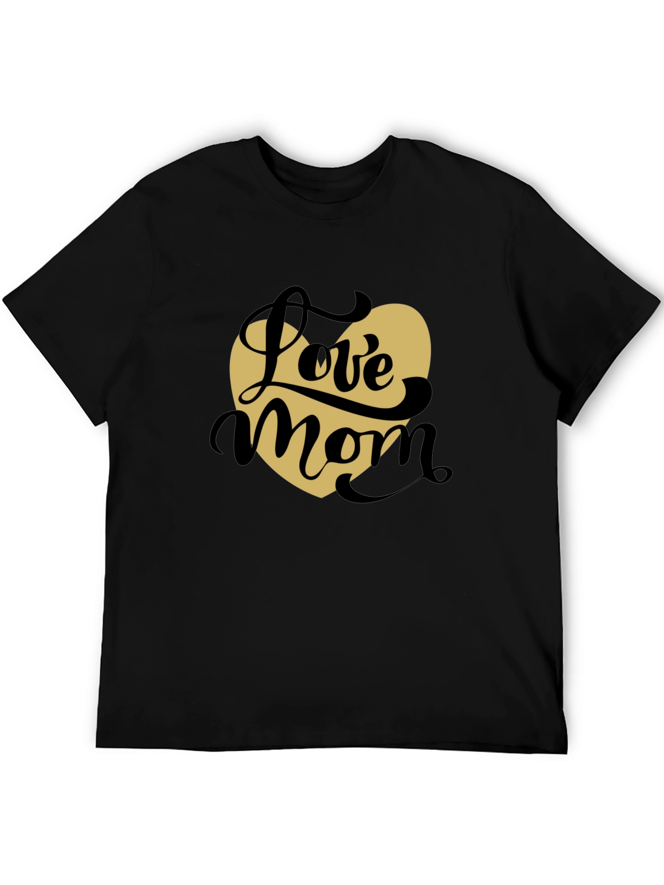 Love Mom T-Shirt - Black with Heart Graphic