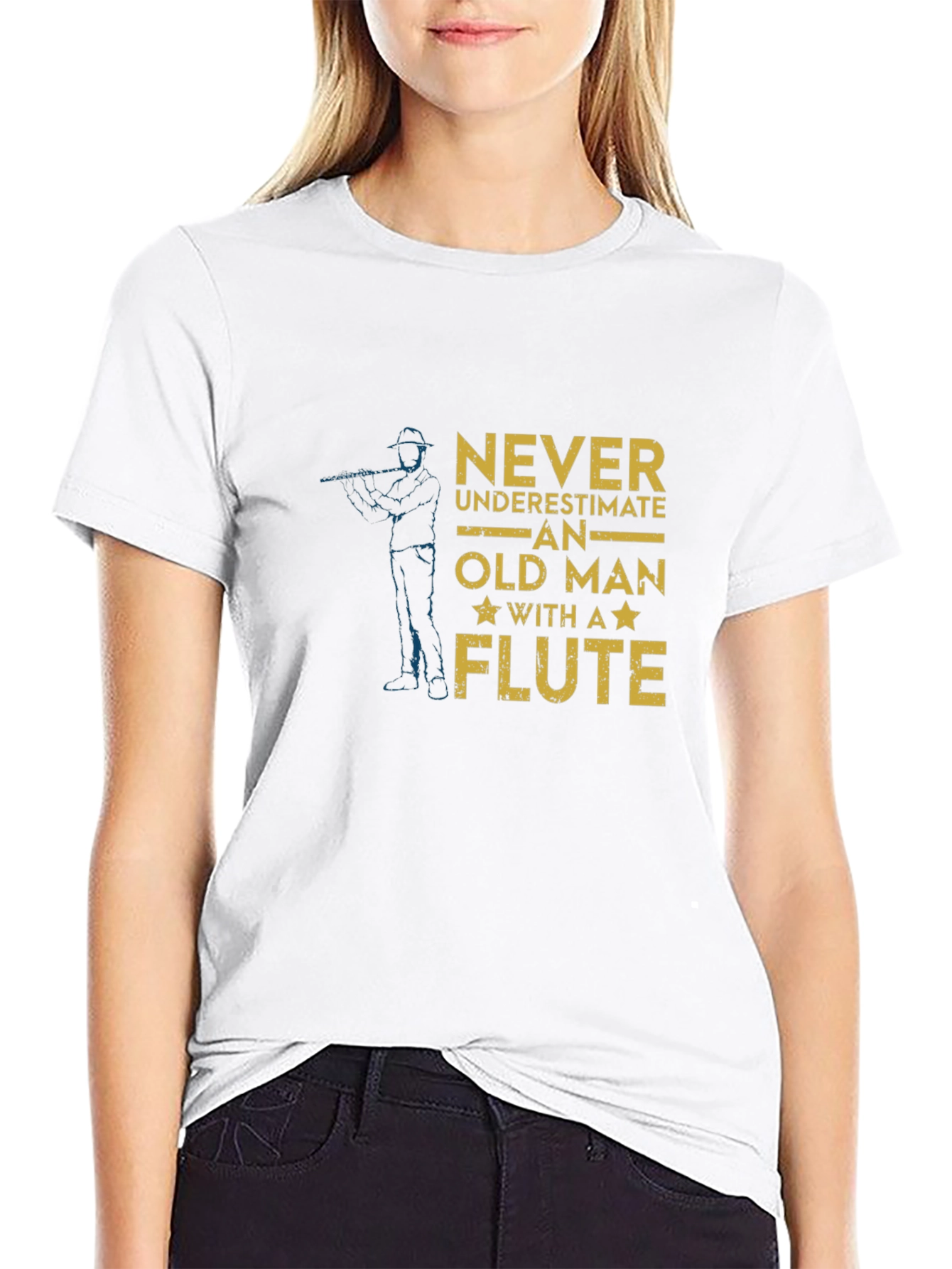 Never Underestimate Old Man With A Flute T-Shirt