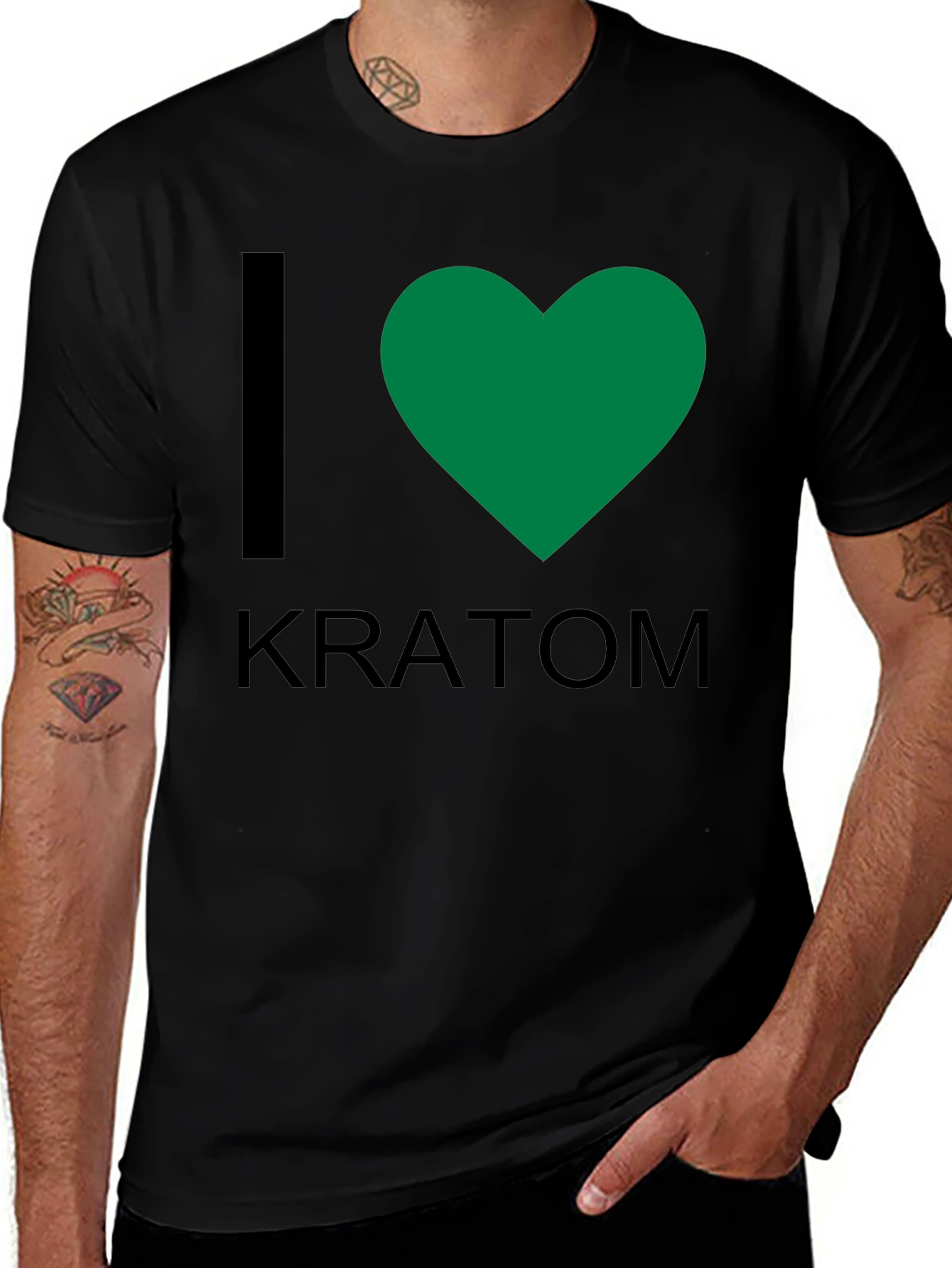 I Heart Kratom T-Shirt - Black Crew Neck