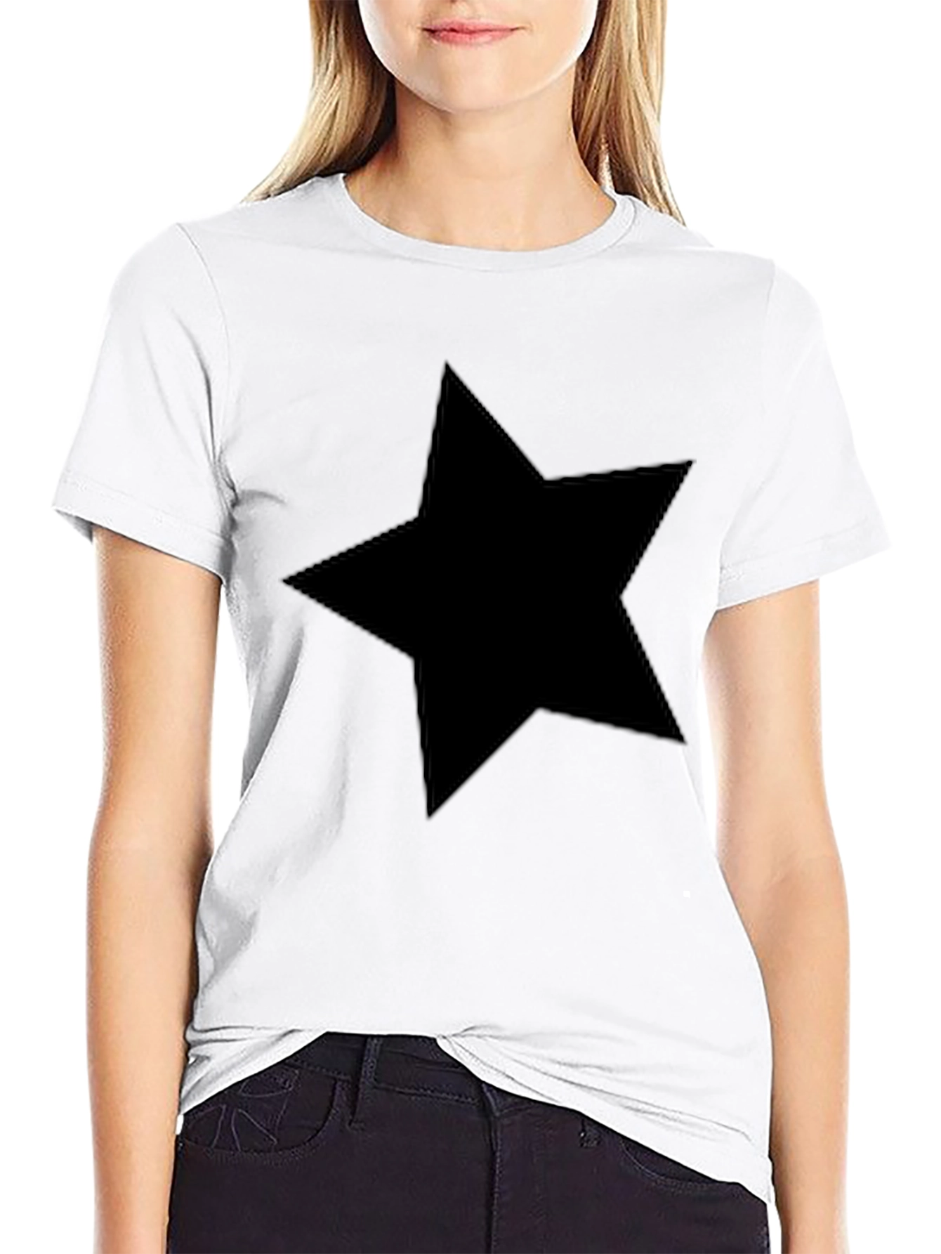 Black Star Graphic T-Shirt - Casual Crew Neck Tee