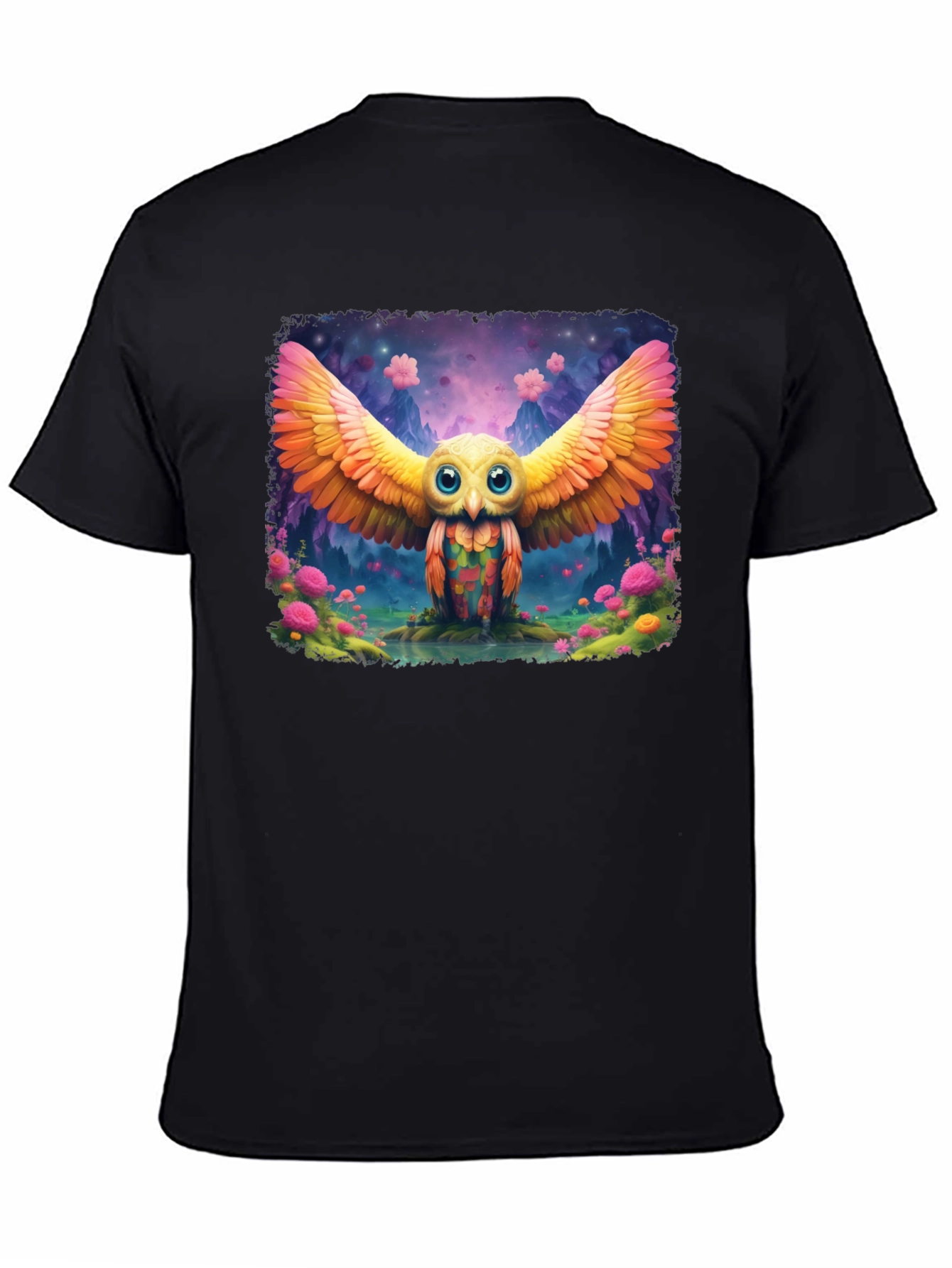 Whimsical Owl Graphic T-Shirt - Vibrant Design