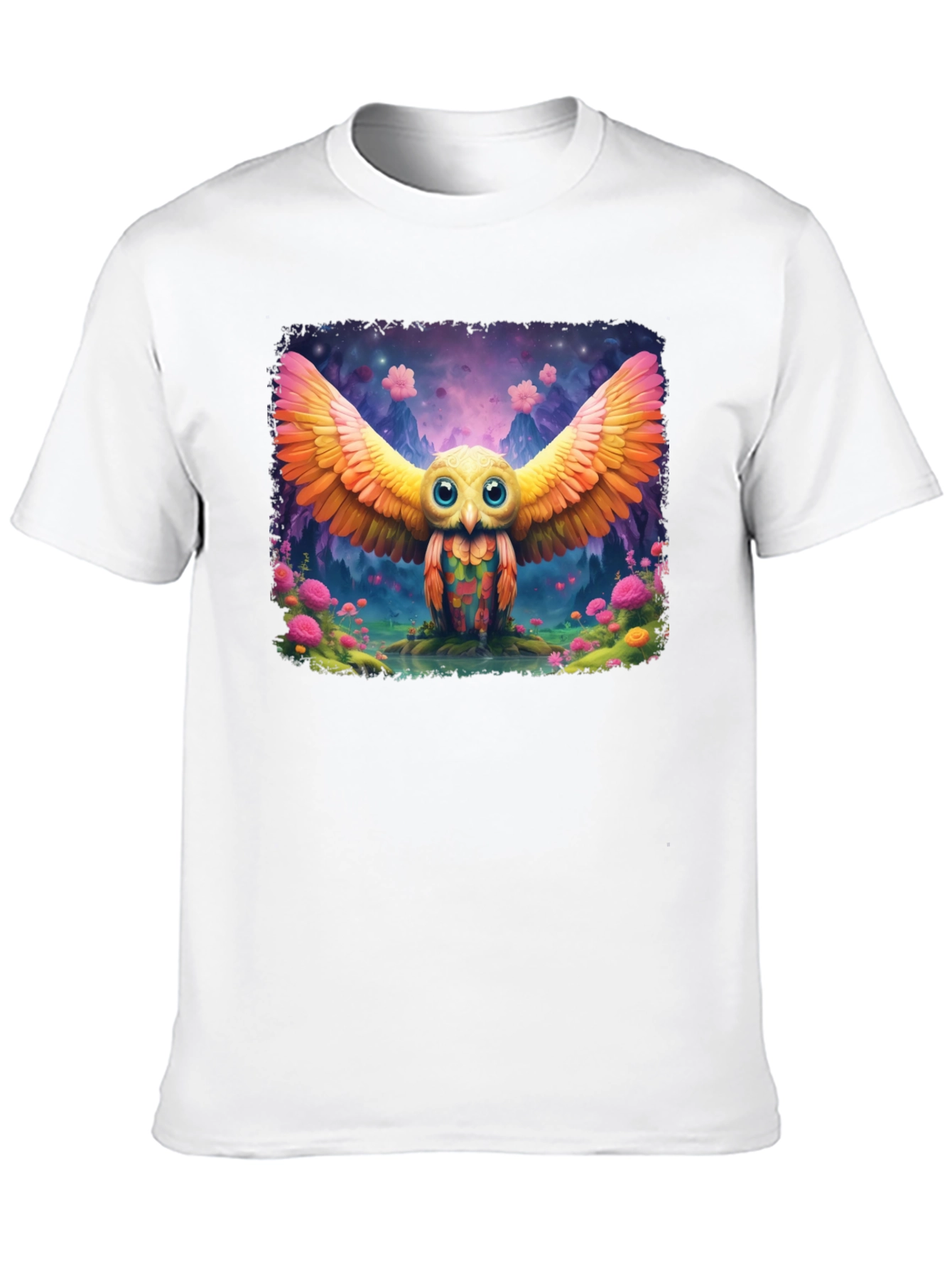 Whimsical Owl Graphic T-Shirt - Vibrant Design