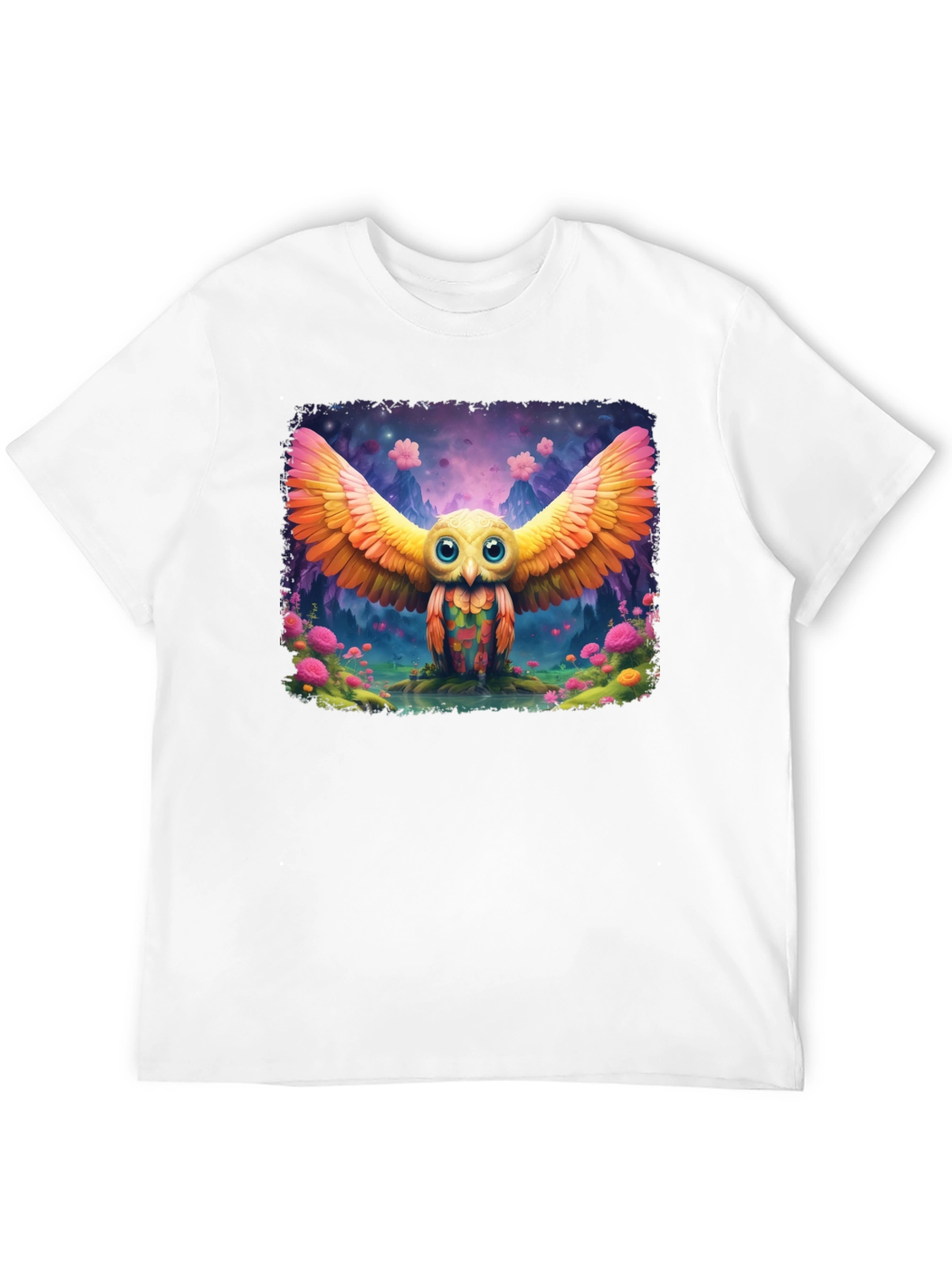 Whimsical Owl Graphic T-Shirt - Vibrant Design