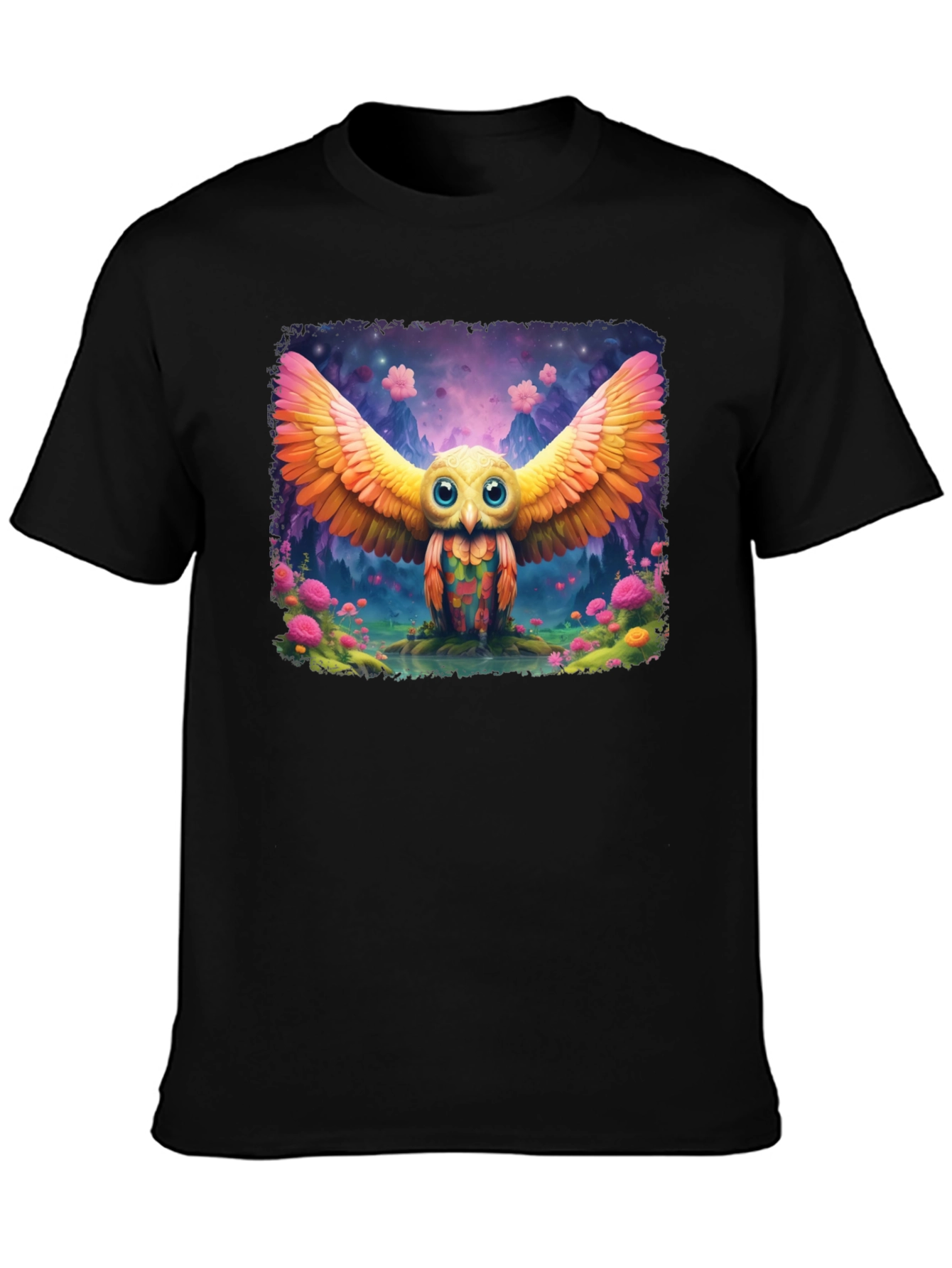 Whimsical Owl Graphic T-Shirt - Vibrant Design