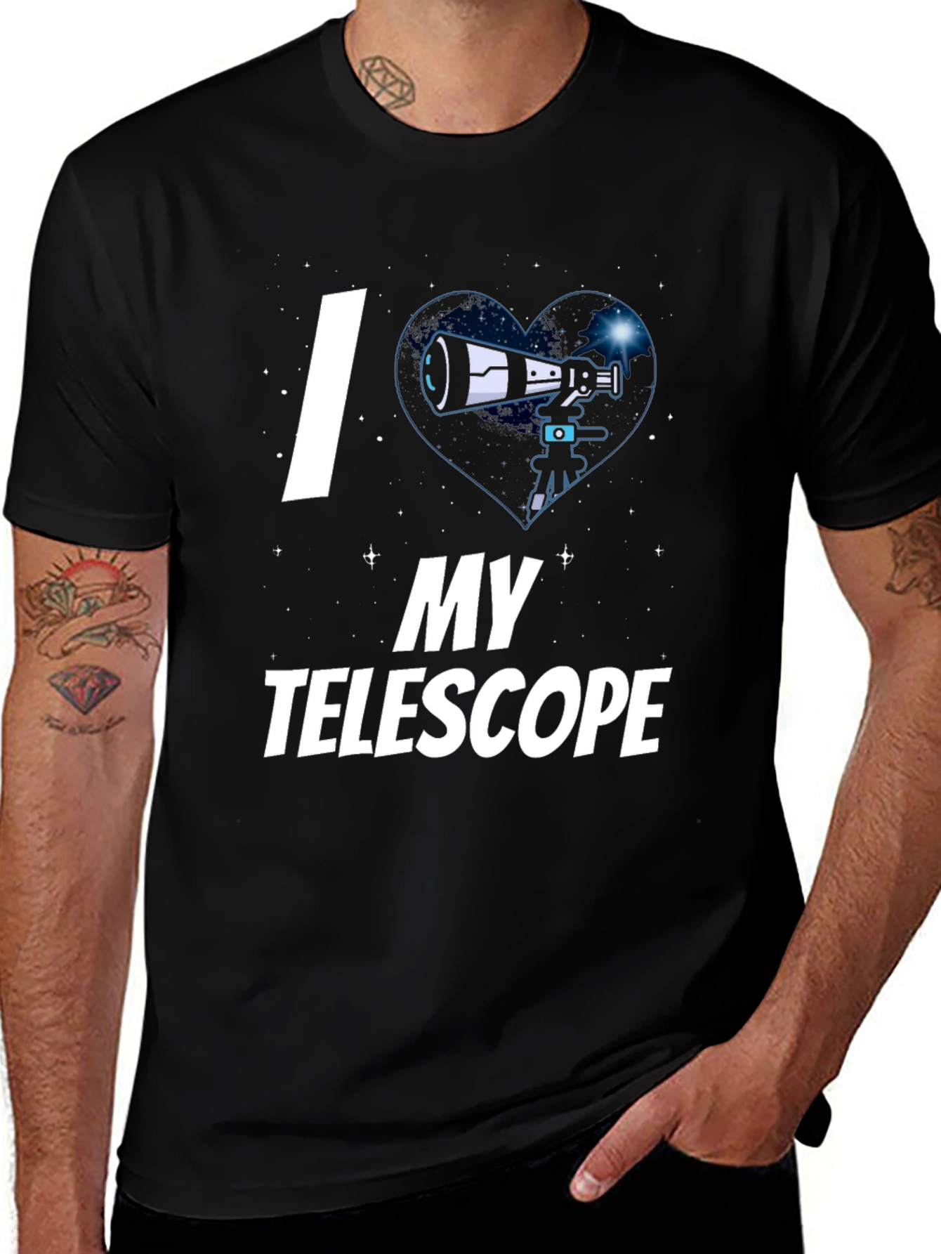 I Heart My Telescope Black Graphic Tee
