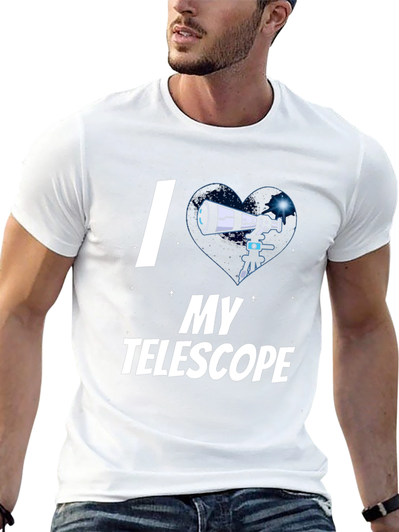 I Heart My Telescope Black Graphic Tee
