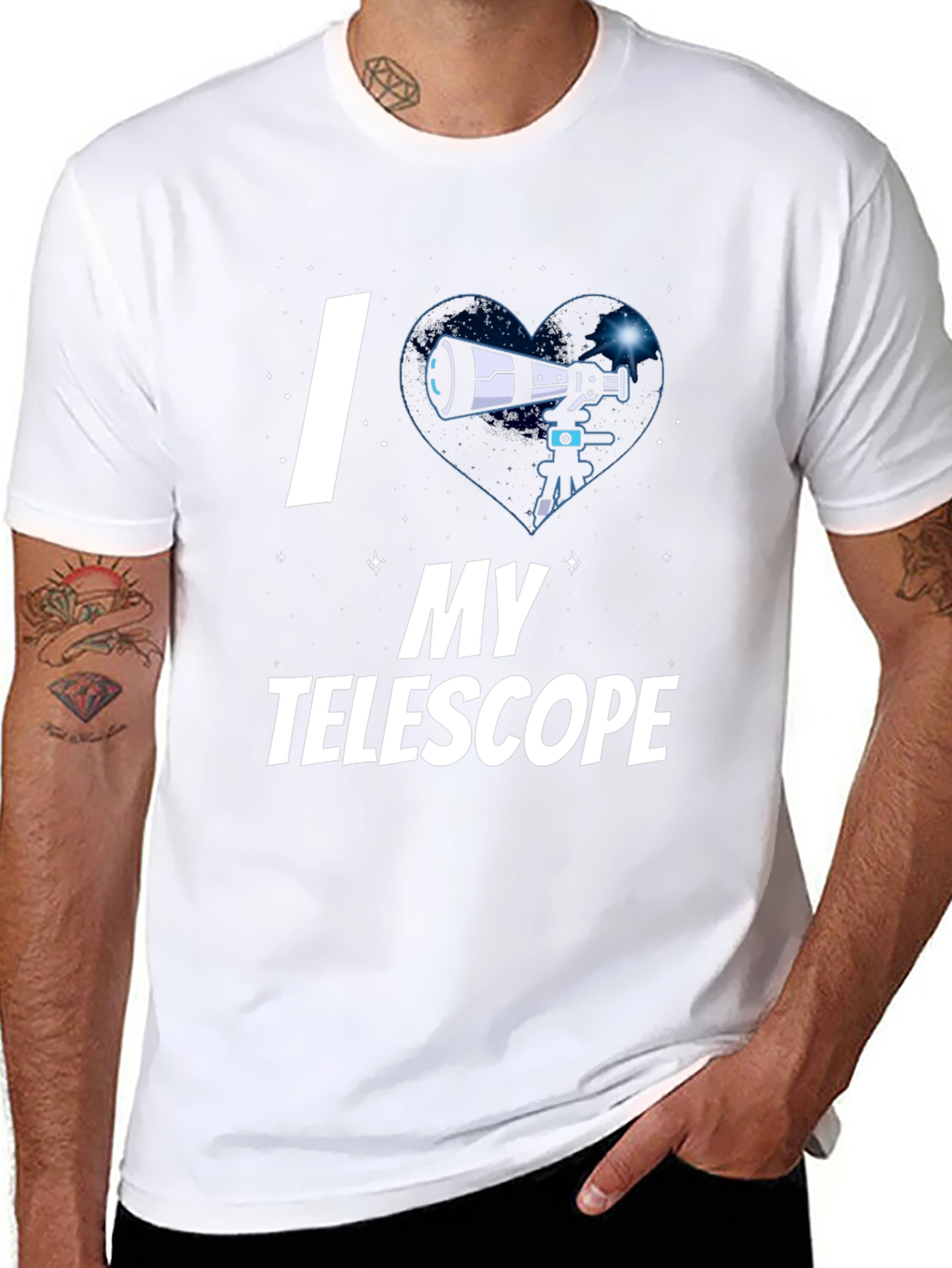 I Heart My Telescope Black Graphic Tee