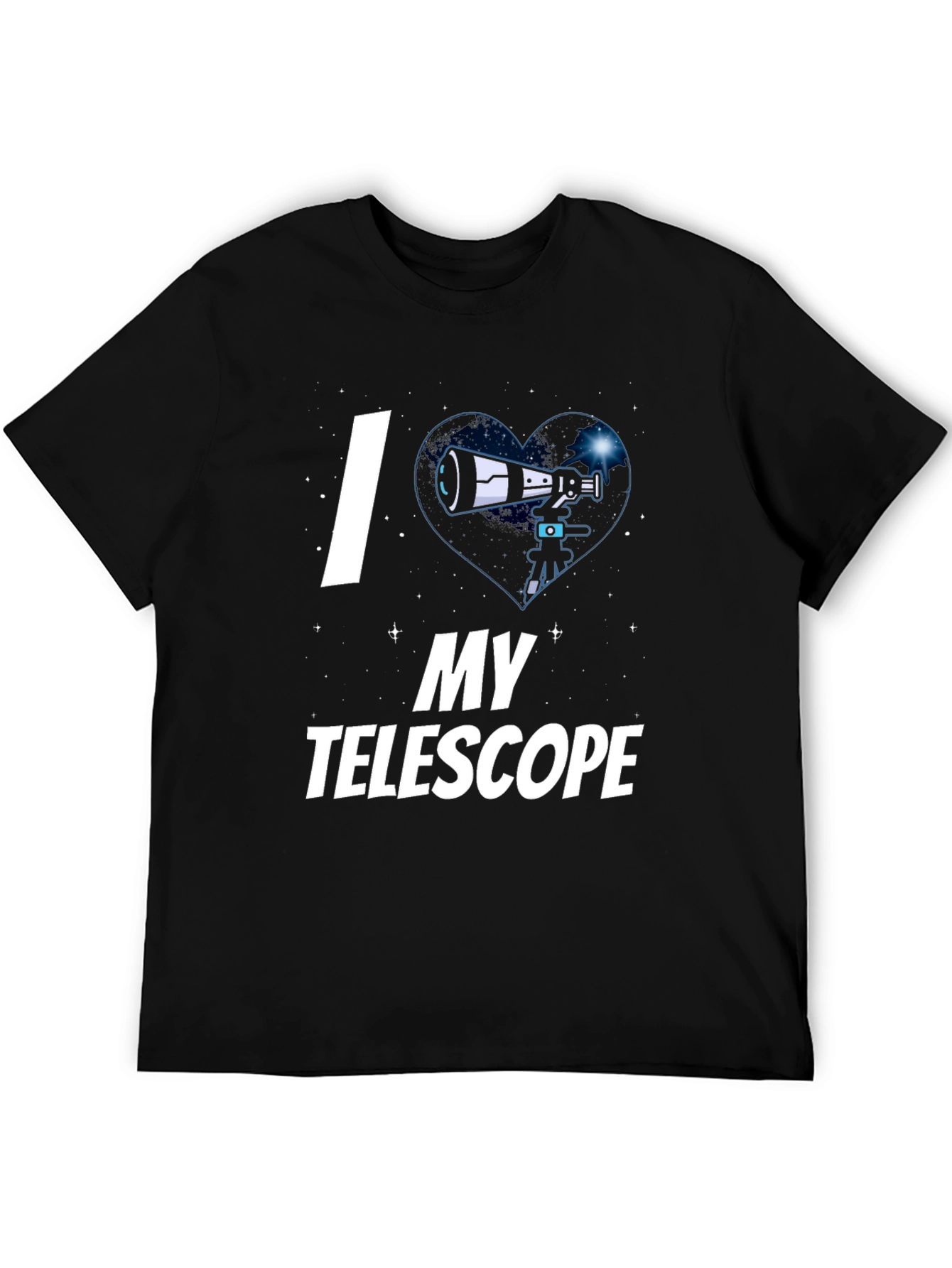 I Heart My Telescope Black Graphic Tee