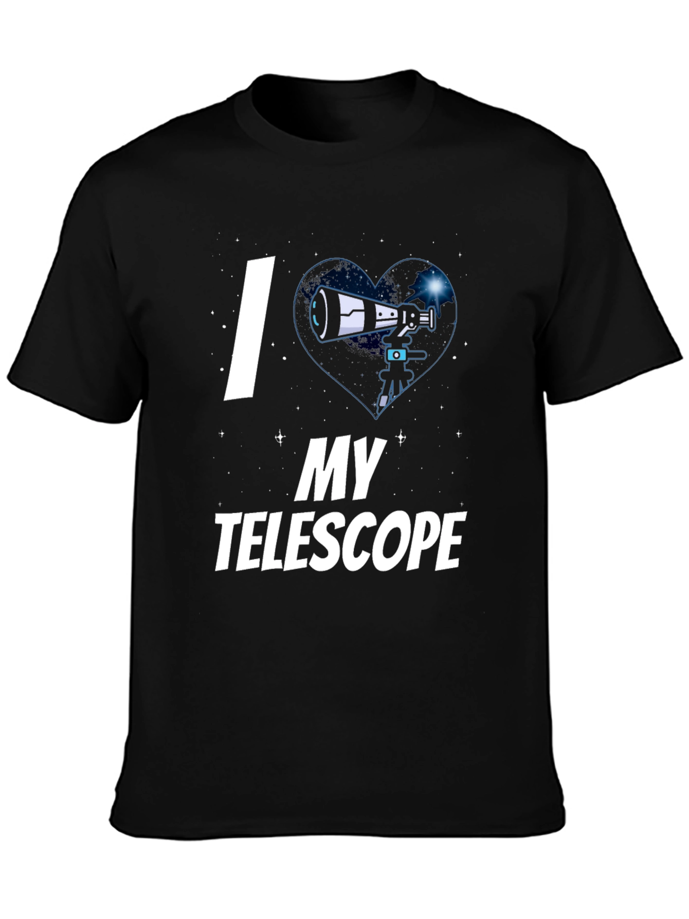 I Heart My Telescope Black Graphic Tee