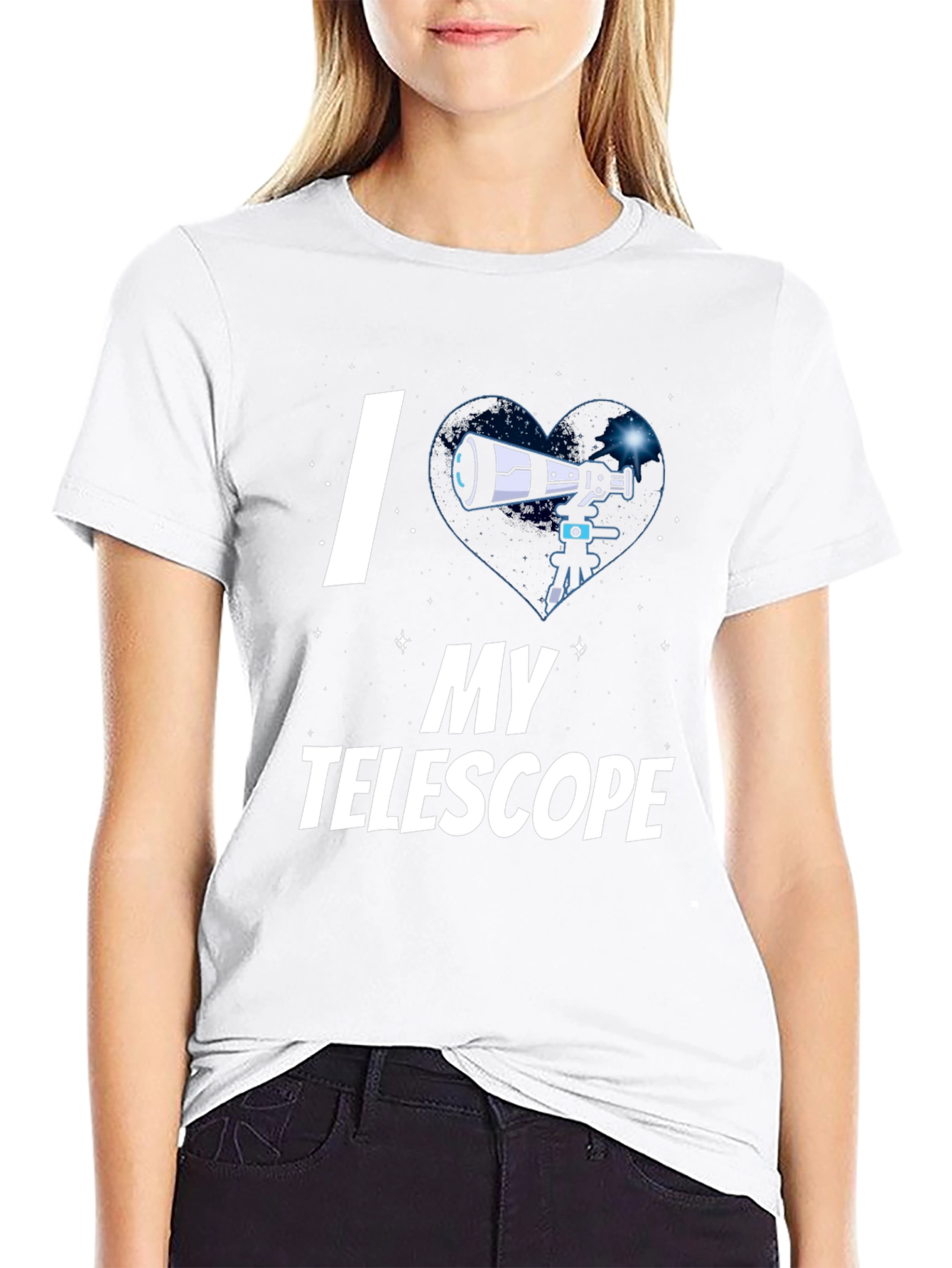I Heart My Telescope Black Graphic Tee