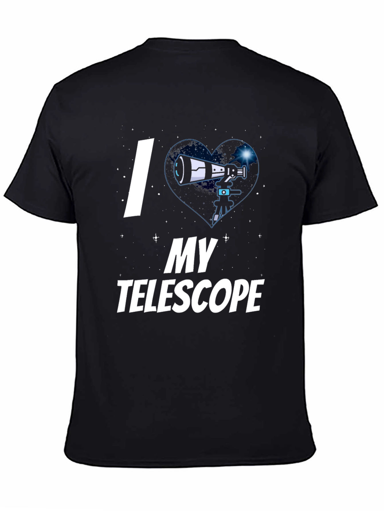 I Heart My Telescope Black Graphic Tee