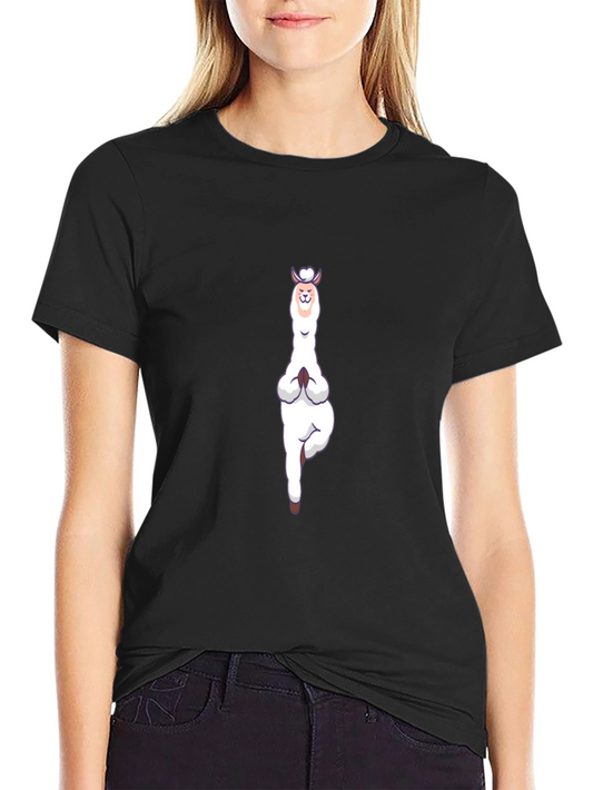 Yoga Llama Graphic Tee - Black Cotton T-Shirt