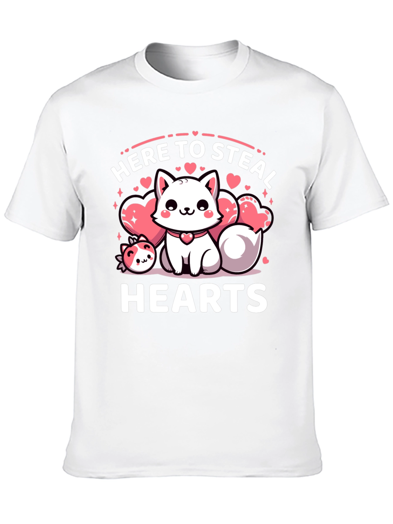 Cute Here to Steal Hearts Valentines Day Cat T-Shirt