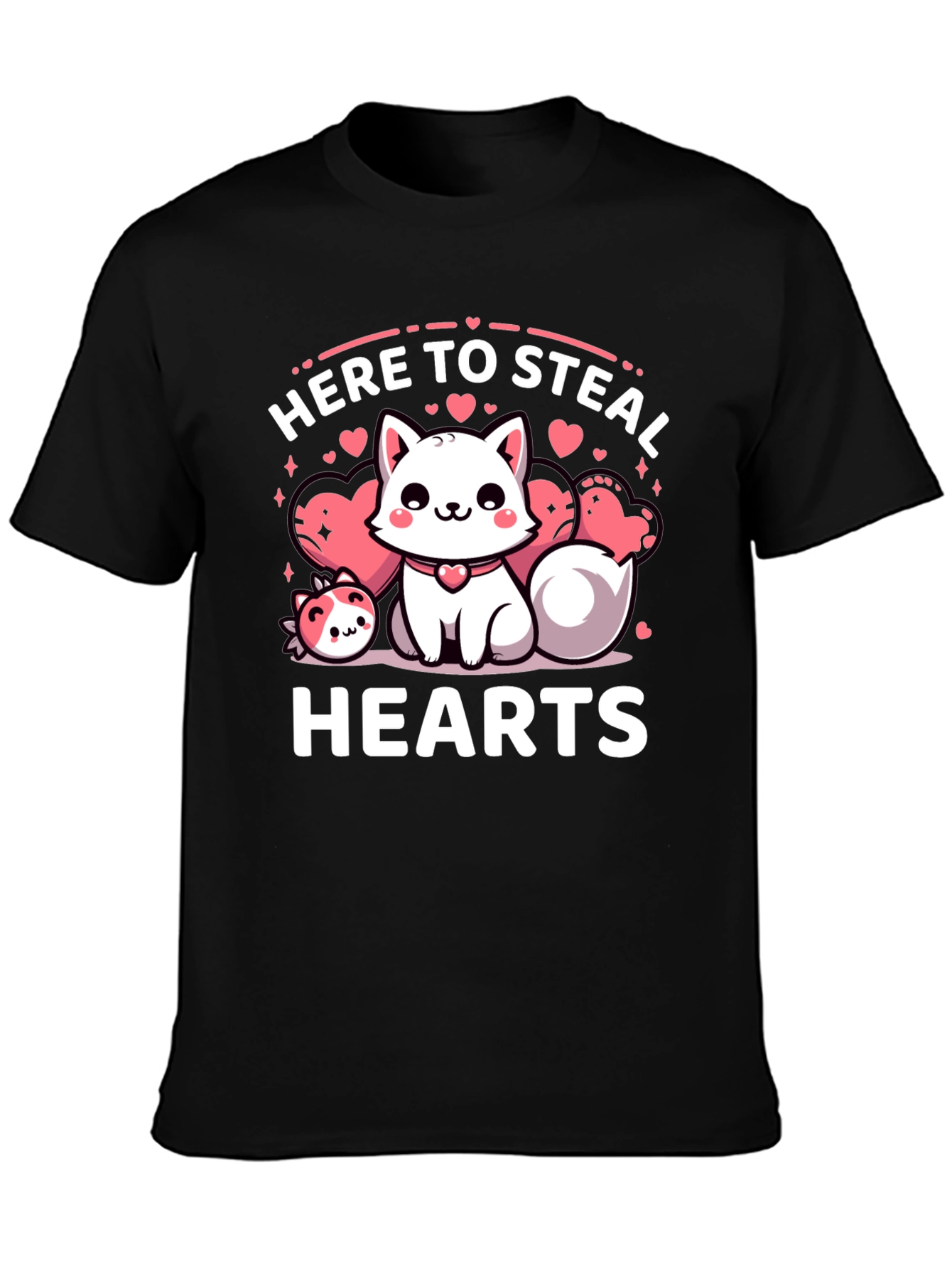 Cute Here to Steal Hearts Valentines Day Cat T-Shirt
