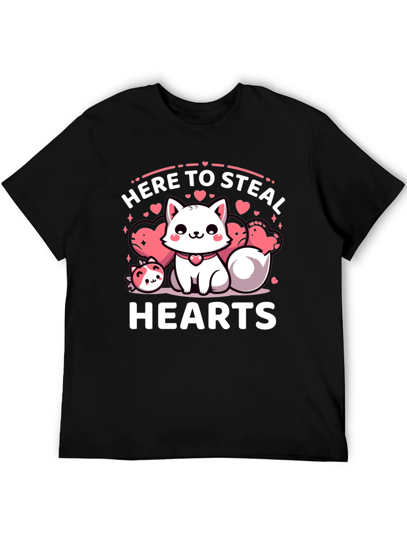 Cute Here to Steal Hearts Valentines Day Cat T-Shirt