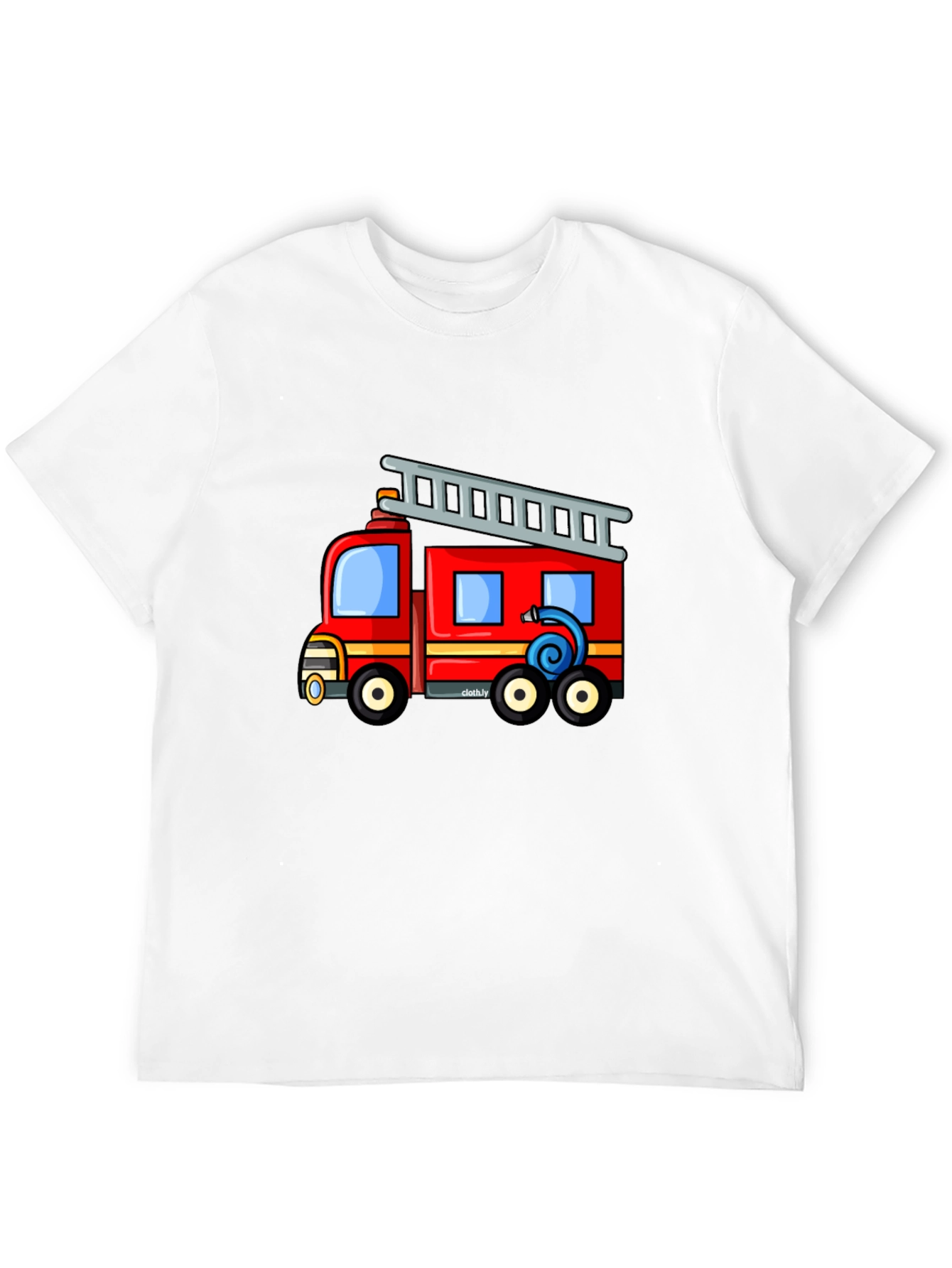 Fire Truck Graphic Tee - Black Cotton Blend T-Shirt