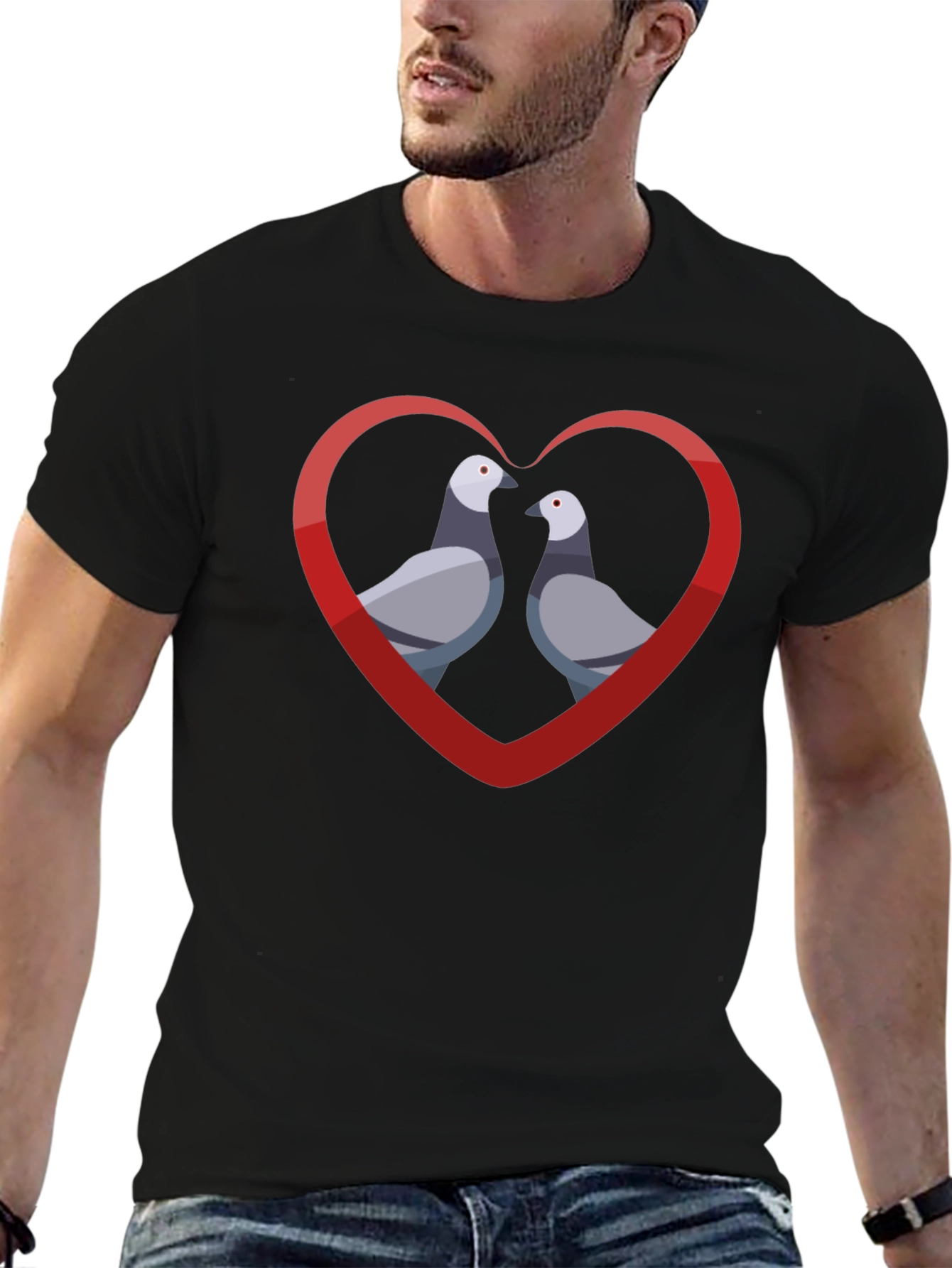 Pigeon Love Graphic Tee - Mens Black T-Shirt