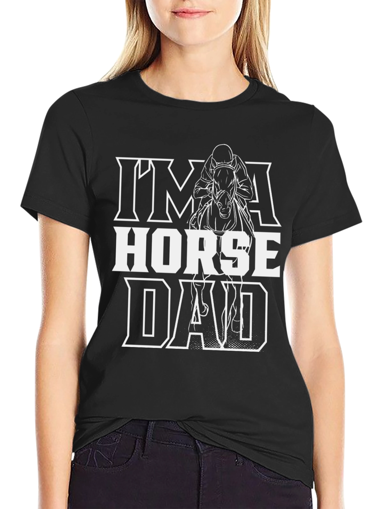 Im a Horse Dad Black Graphic Tee