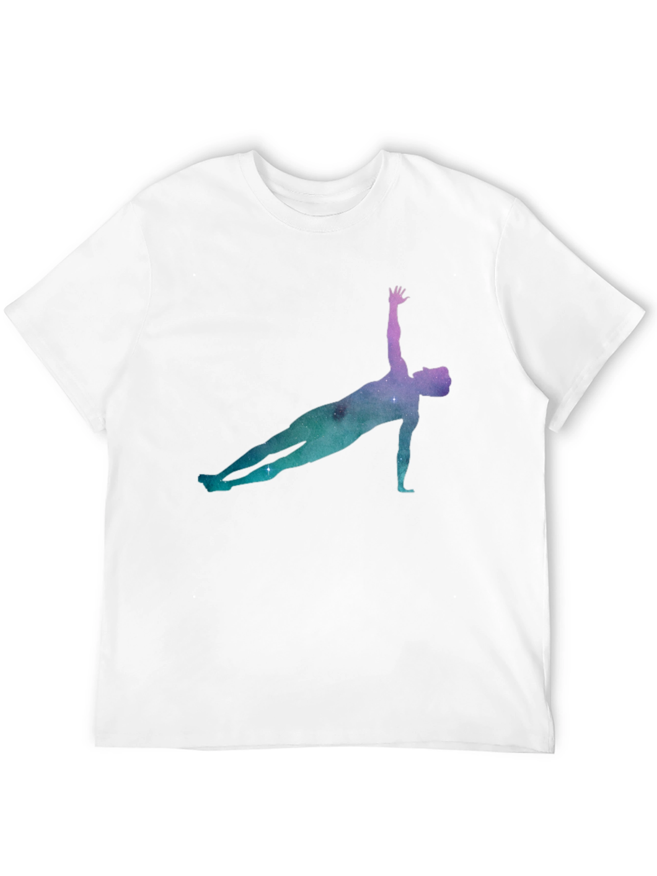 Yoga Pose Galaxy Print Black T-Shirt